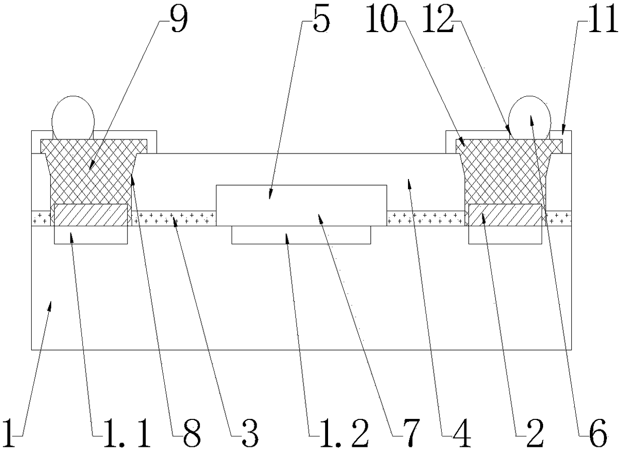 Groove buried hole type surface acoustic filter chip packaging structure and manufacturing method thereof