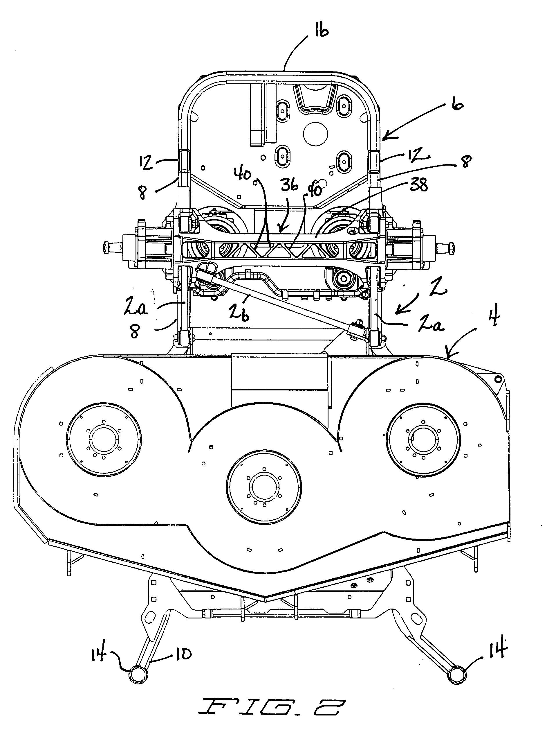 Propulsion and stabilization struts for mower cutting deck