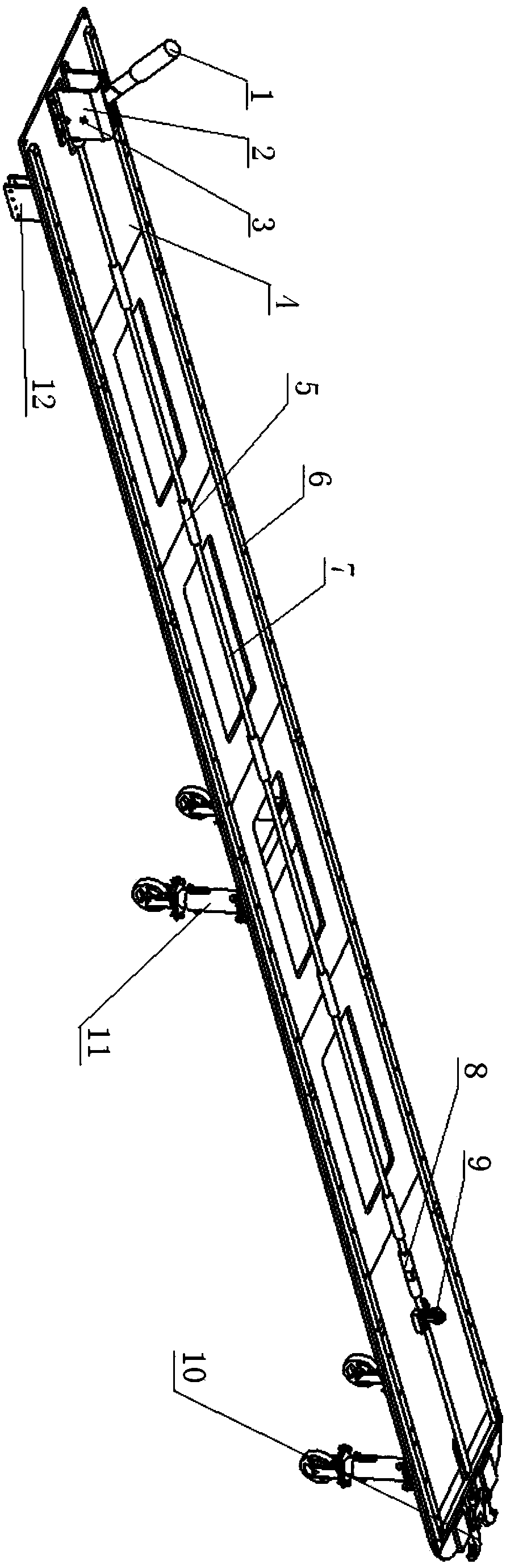 Torpedo grabbing carrying mechanism propping device for torpedo box loading and unloading equipment