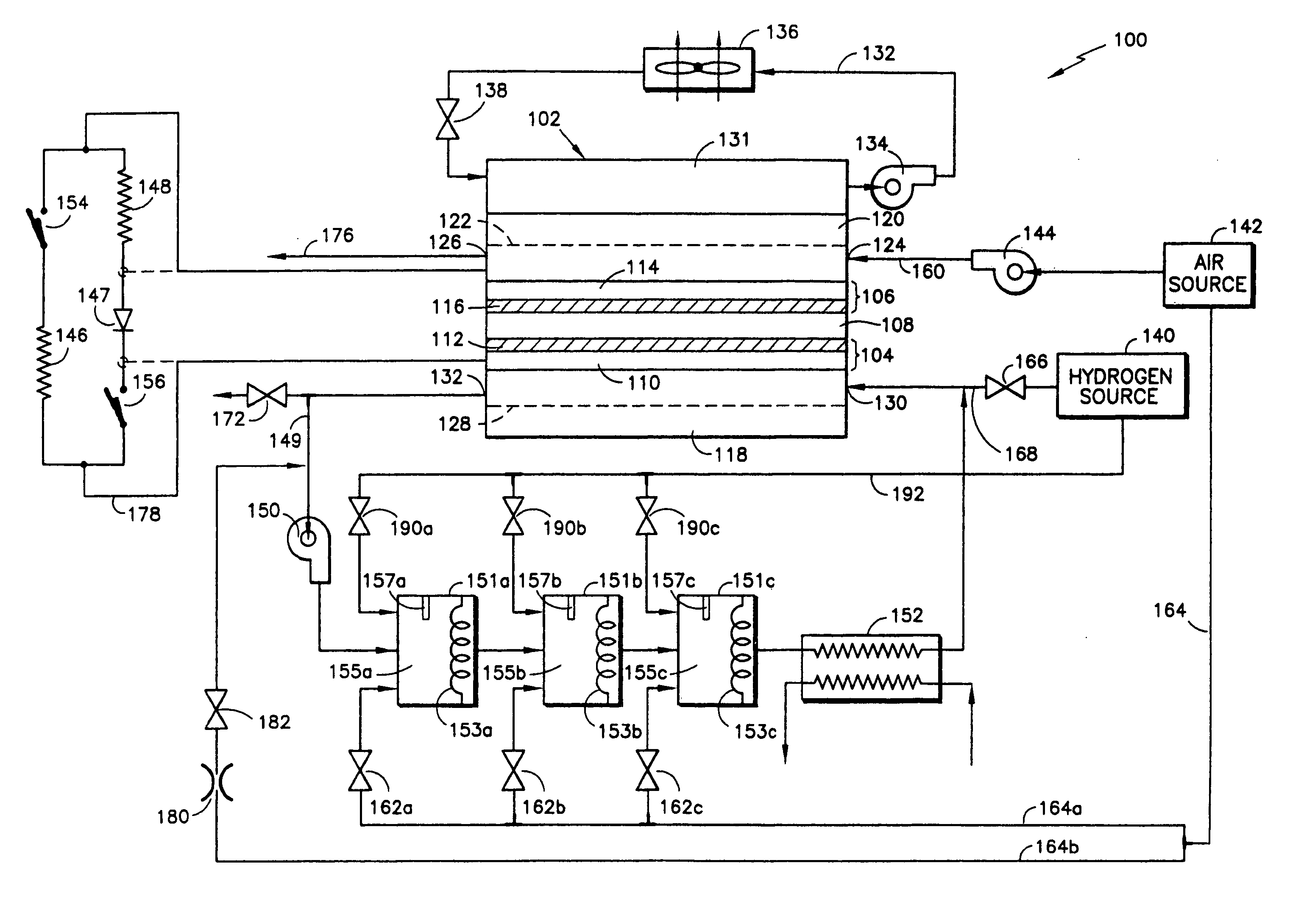 Procedure for starting up a fuel cell system having an anode exhaust recycle loop