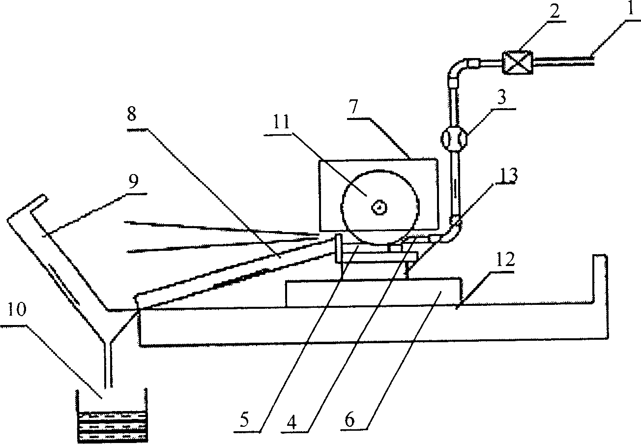 Grinding wheel constraining abrasive particle injection precise dressing processing method and device