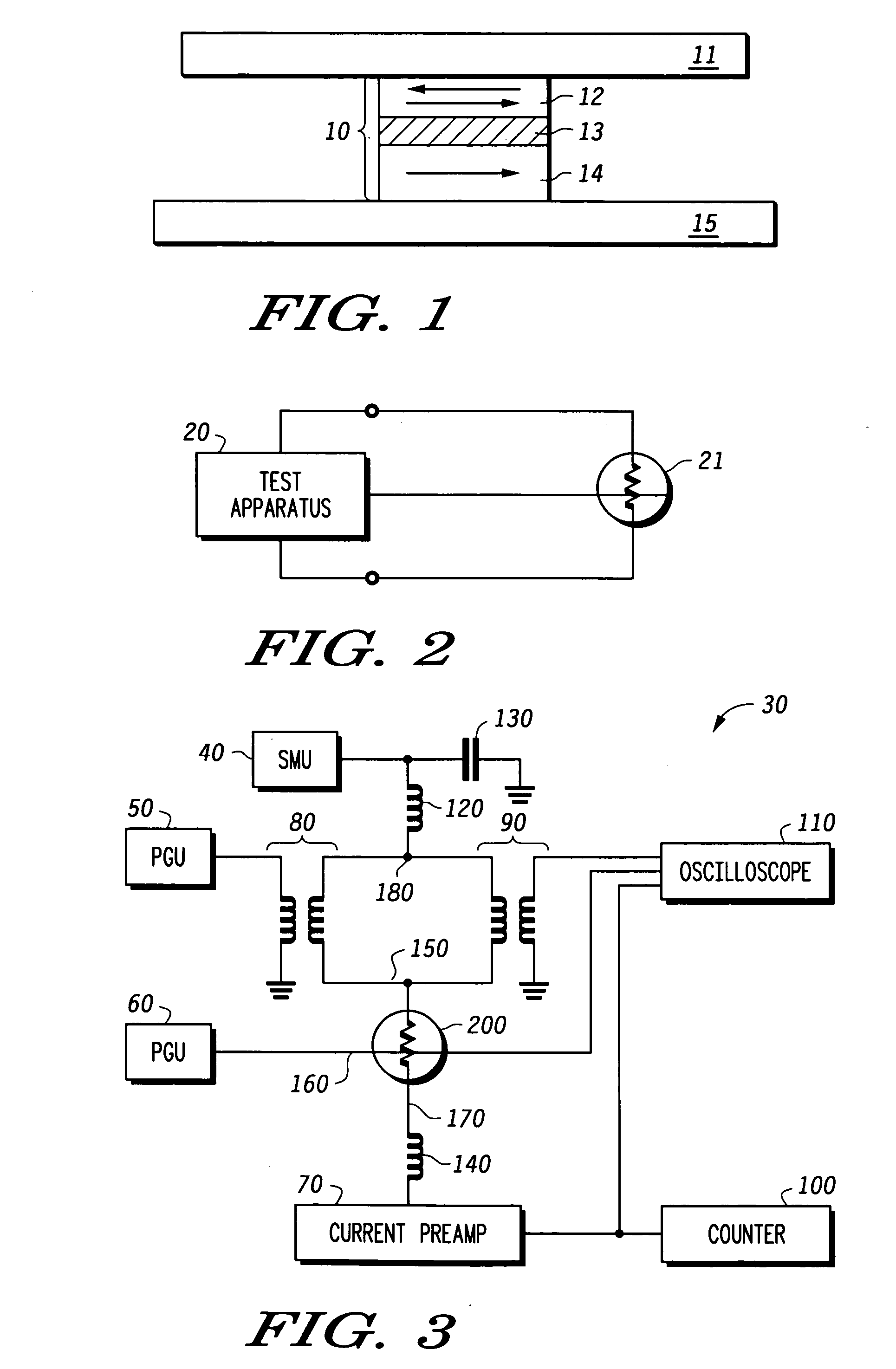 Apparatus for pulse testing a MRAM device and method therefore
