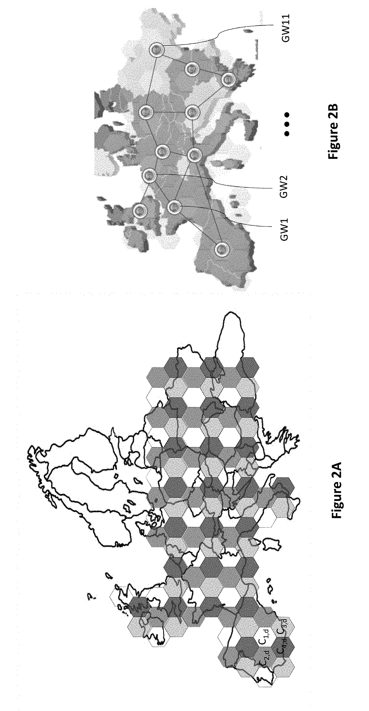 Method of telecommunication in a system with multi-spot geographical coverage, corresponding terrestrial station and relay device