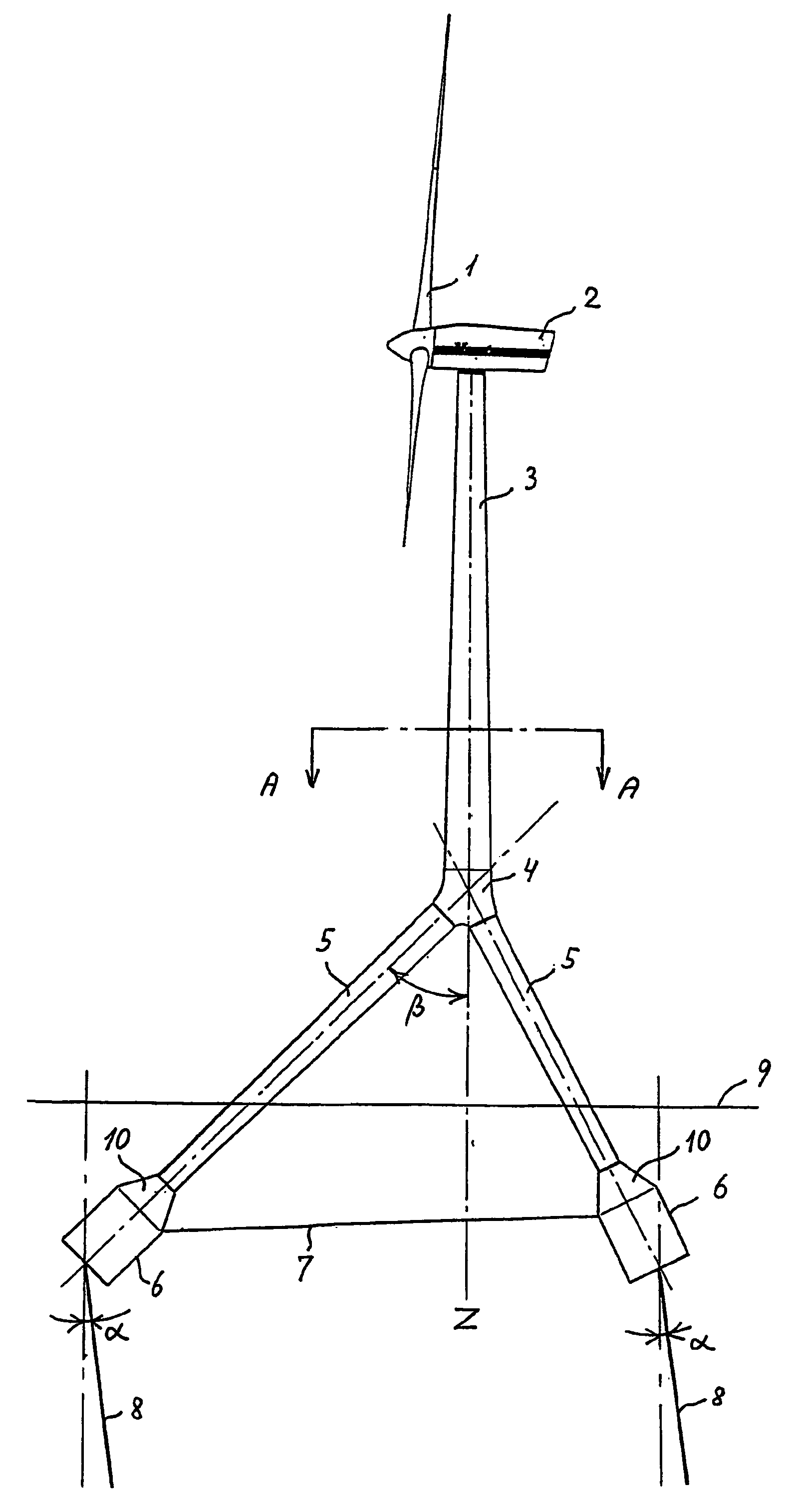 Wind turbine with floating foundation