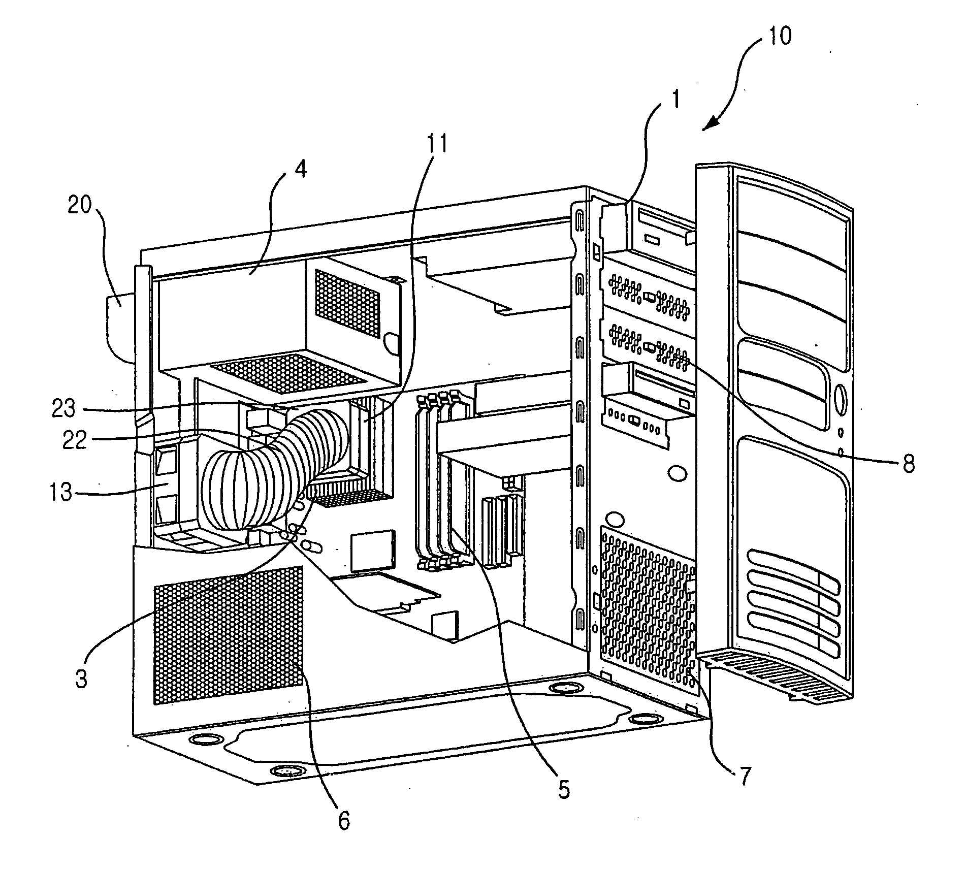 Cooling system for electric element of personal computer