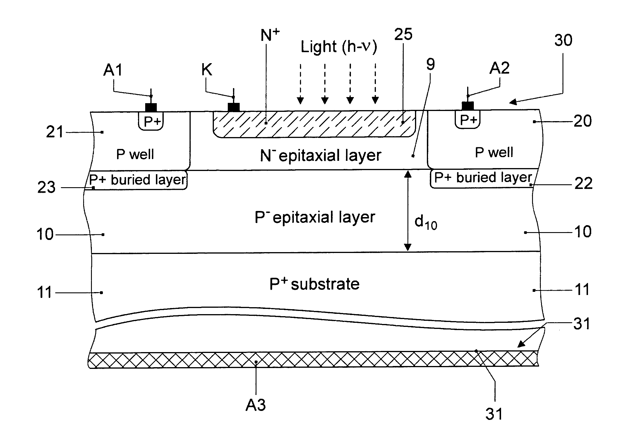 Monolithically integrated vertical pin photodiode used in biCMOS technology