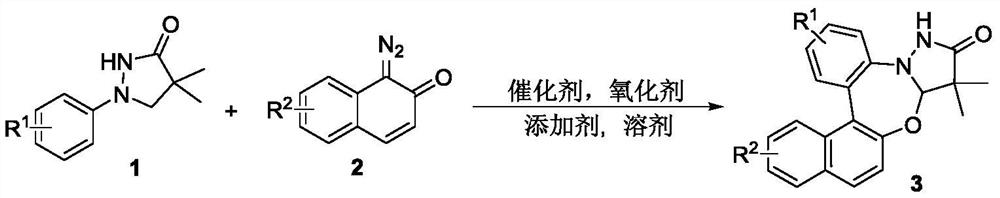 Synthetic method of pyrazolidinone-fused benzo 1,3-oxazepine compound