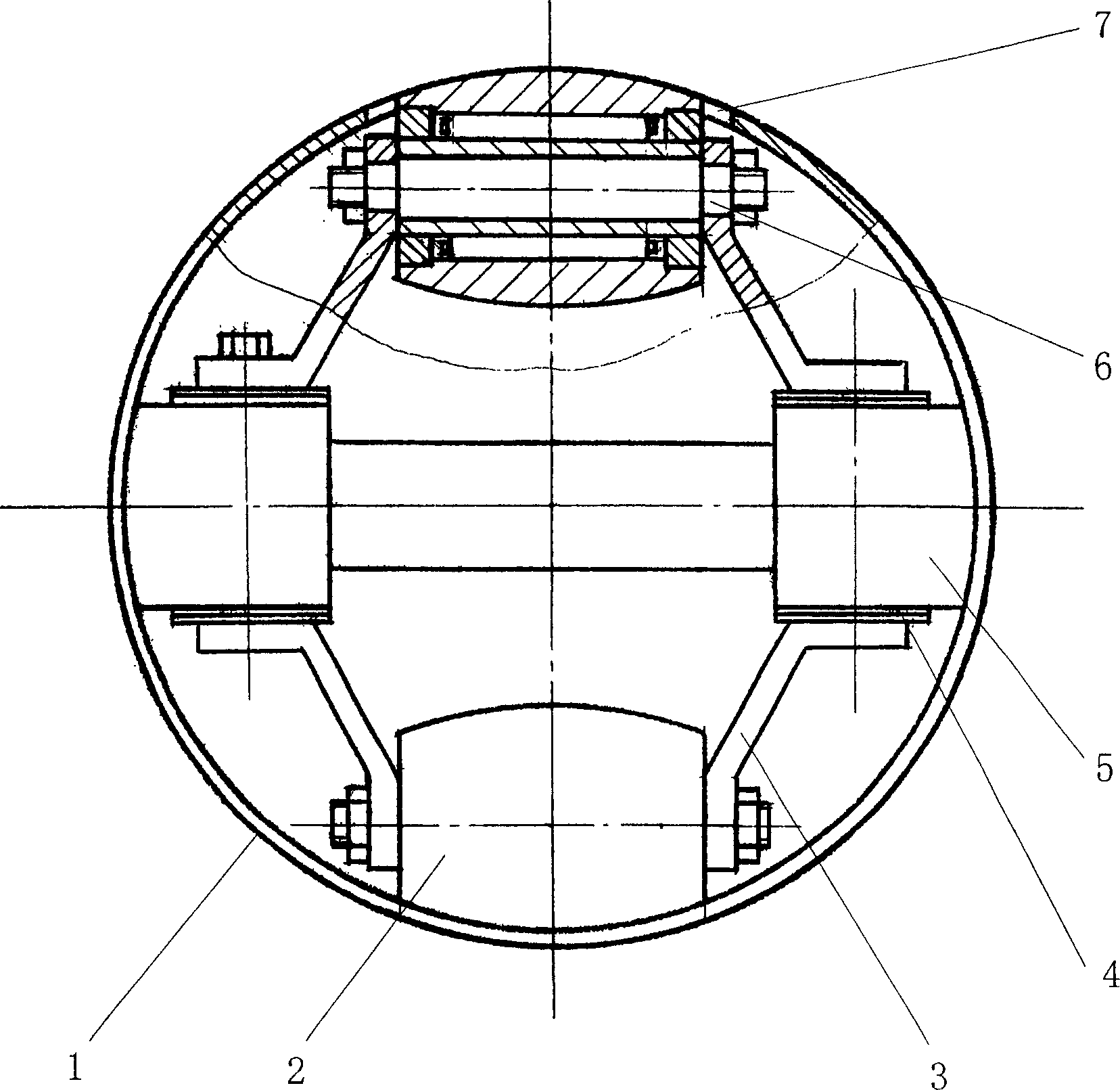 Curved surface rolling bearing type piston for internal combustion engine