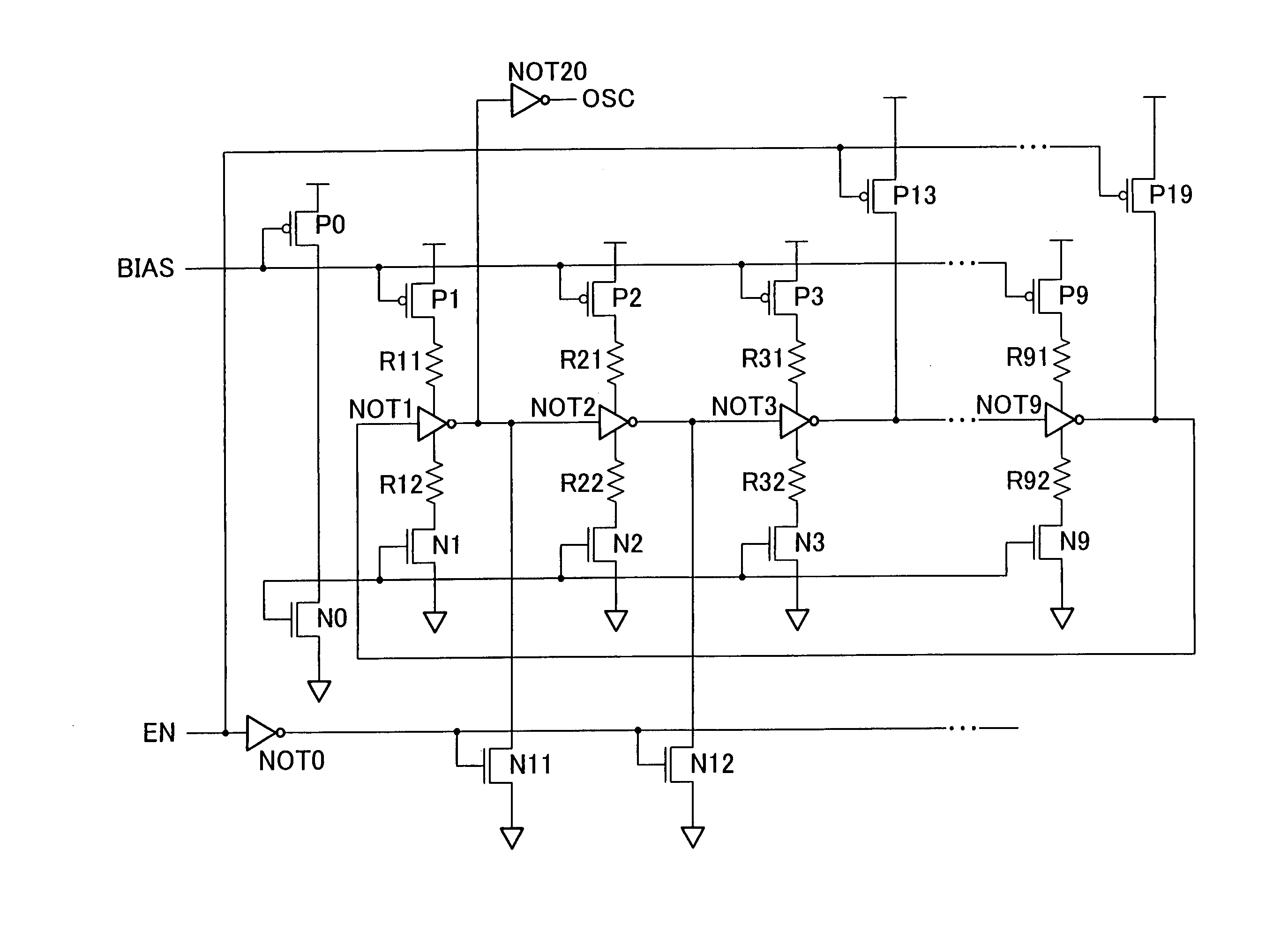 Oscillating circuit, booster circuit, nonvolatile memory device, and semiconductor device