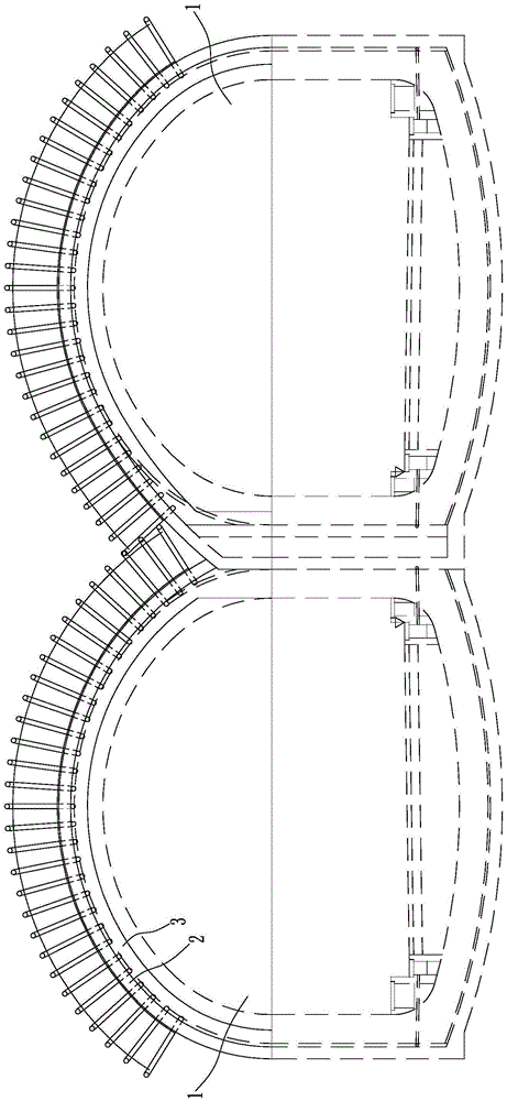 A construction method for the support of multi-arch tunnel without chamber and large pipe shed