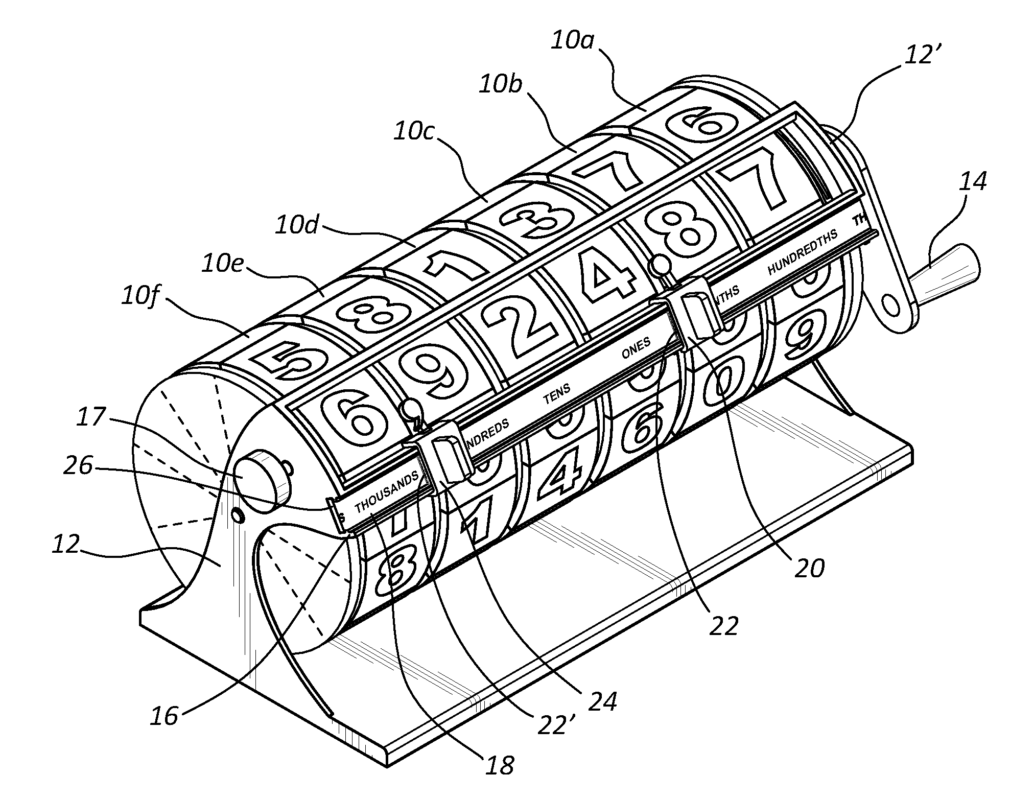 Counting Wheel Odometer with Movable Decimal Point