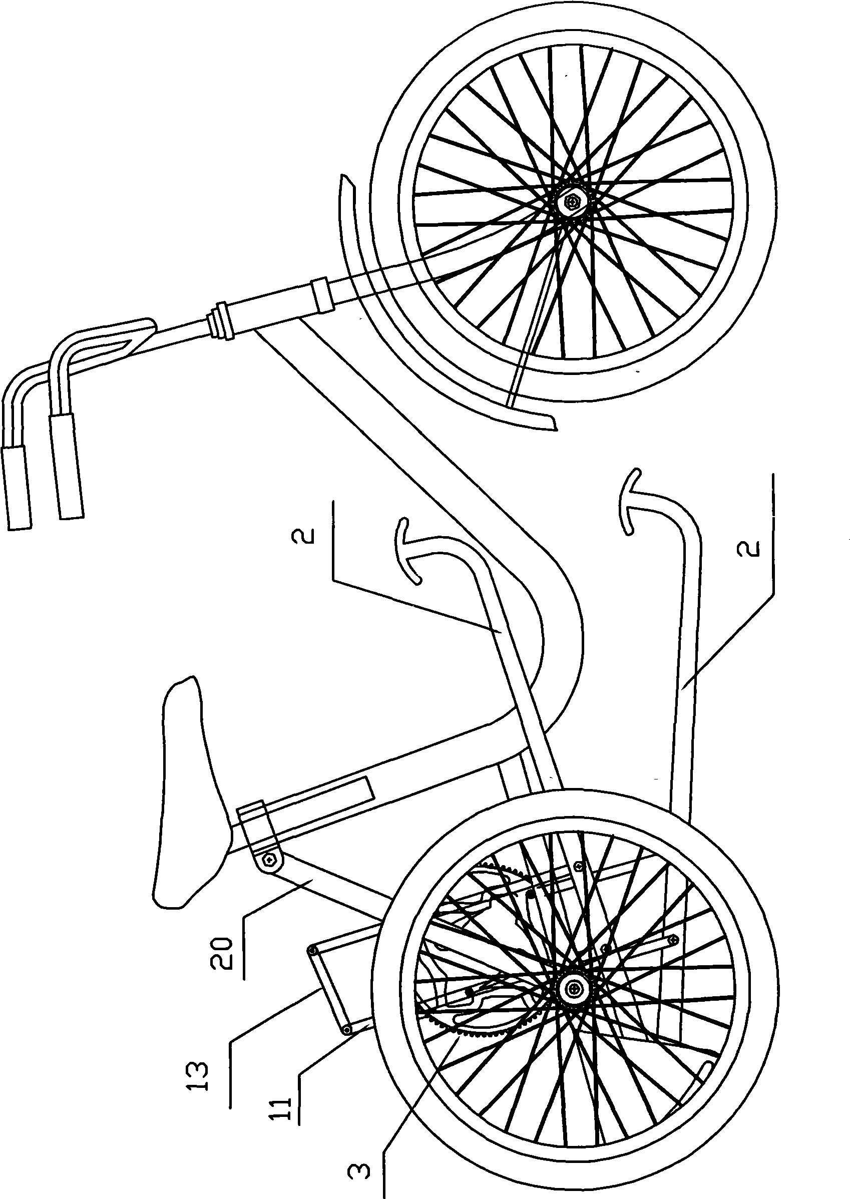 Bicycle with linking lever and cam