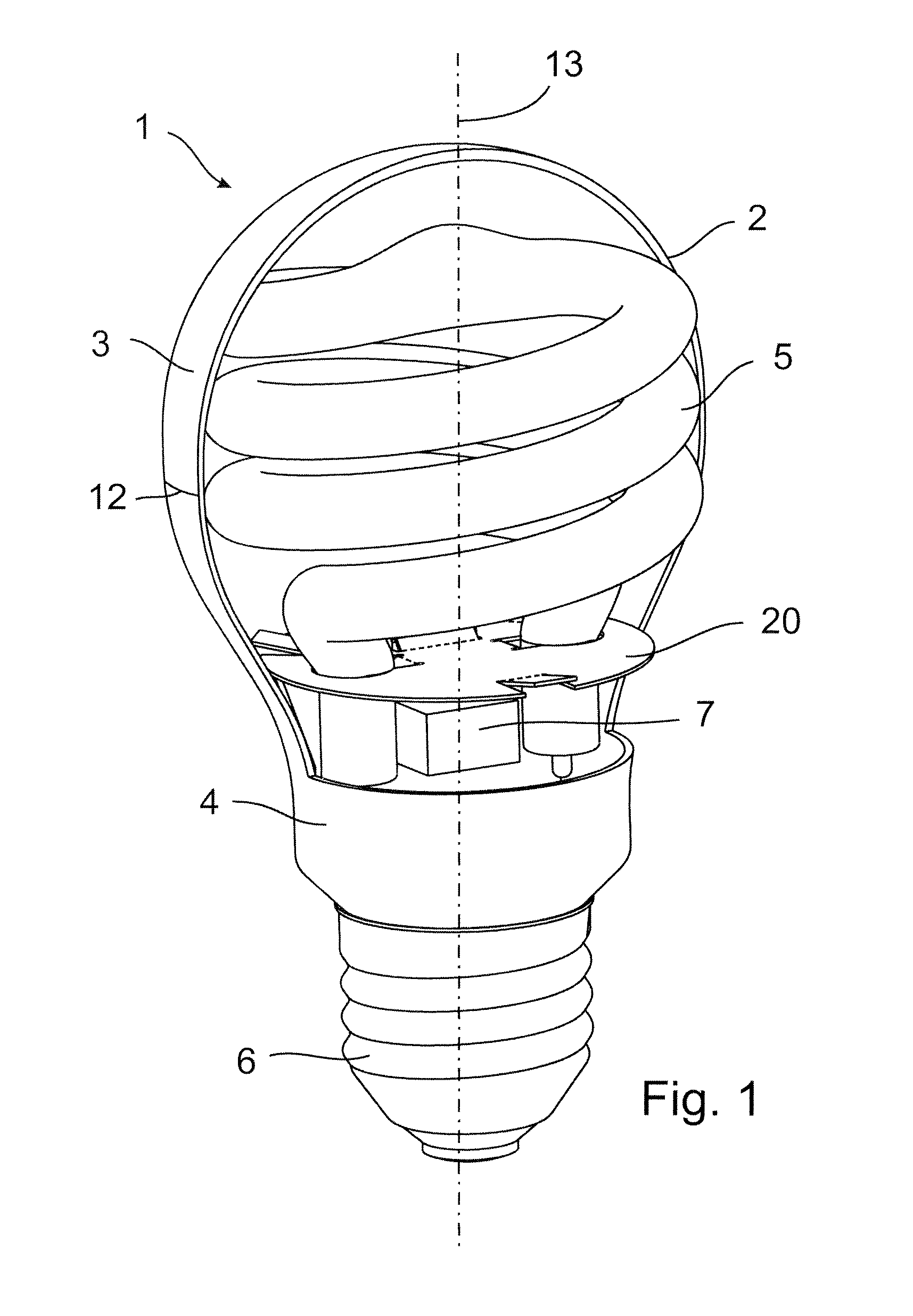 Compact fluorescent lamp with outer envelope and method for manufacturing