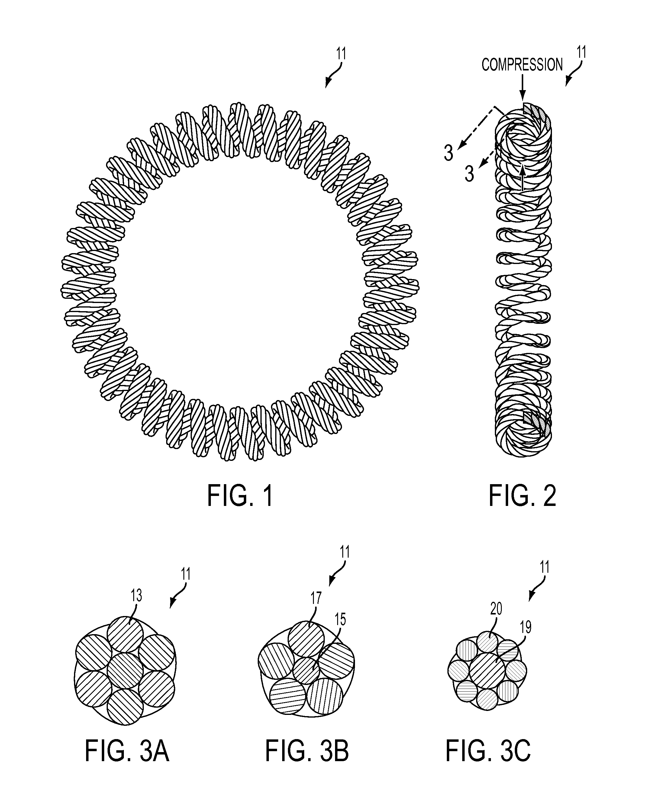 System, method and apparatus for stranded canted coil spring