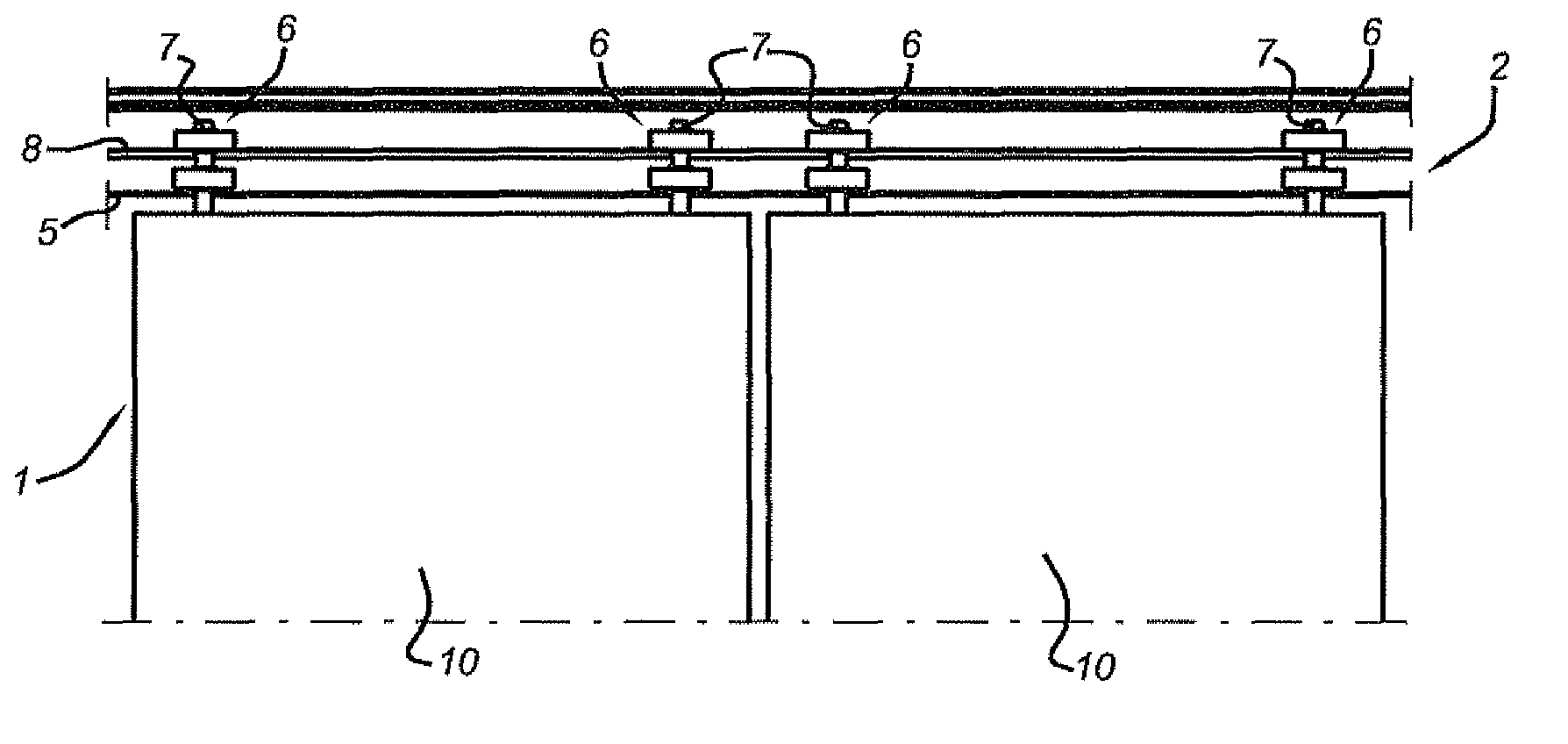 Device comprising a guide, rail system and transport mechanism for use in such a device