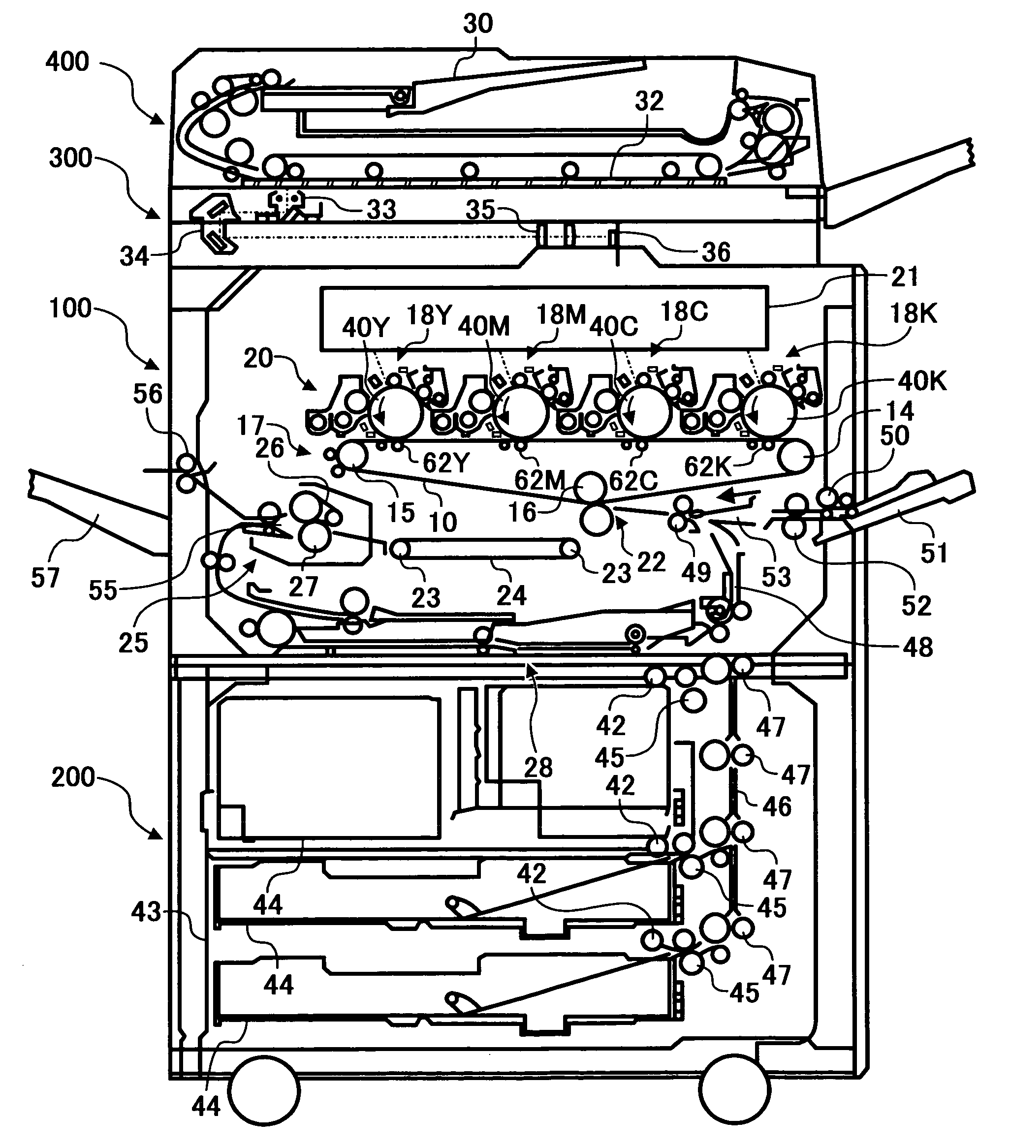 Intermediate image transfer device for a color image forming apparatus