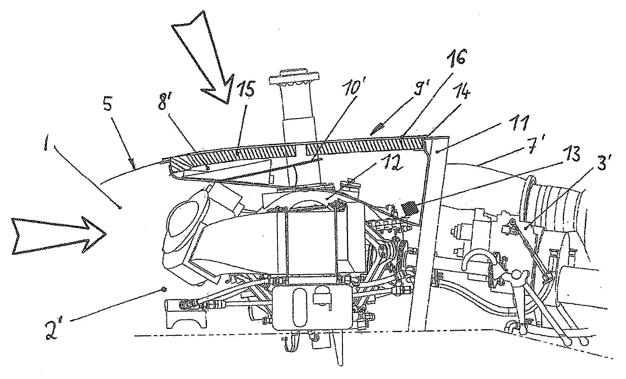 Device for feeding combustion air to an engine of an aircraft