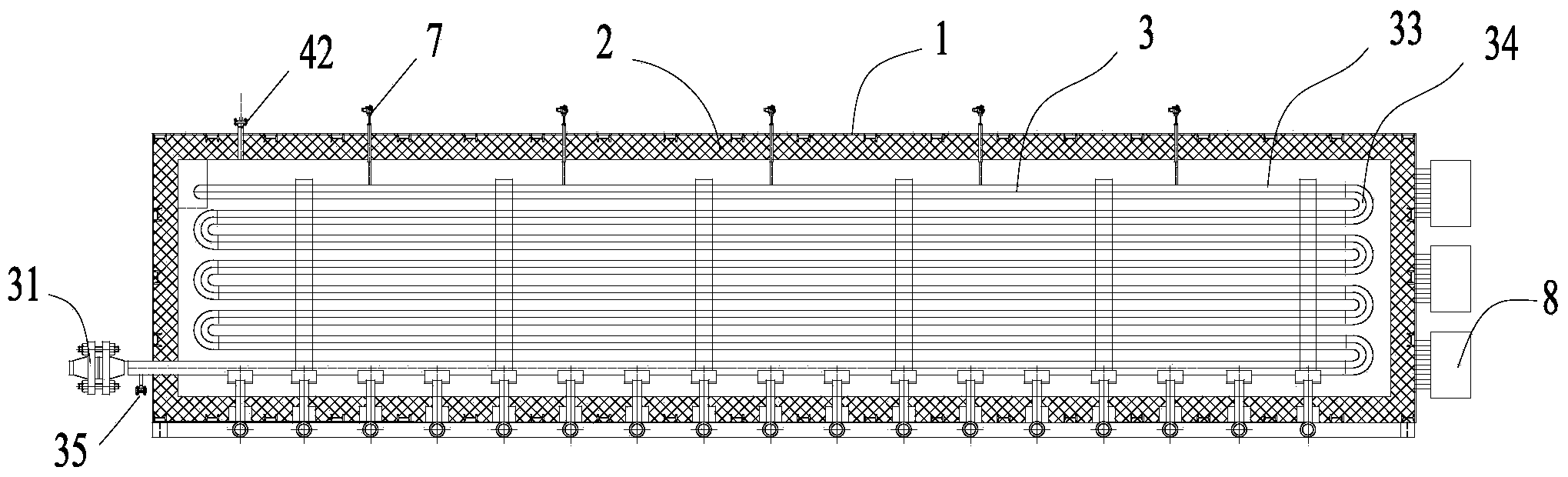 Radiant electric heater with isothermal heat exchange pipe