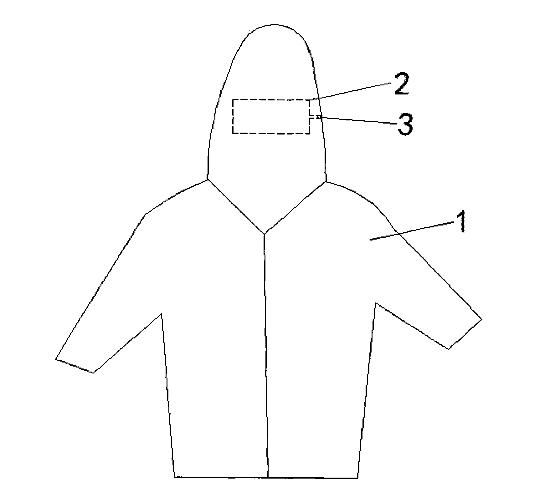Moisture and air permeable garment with cap provided with inflatable bag