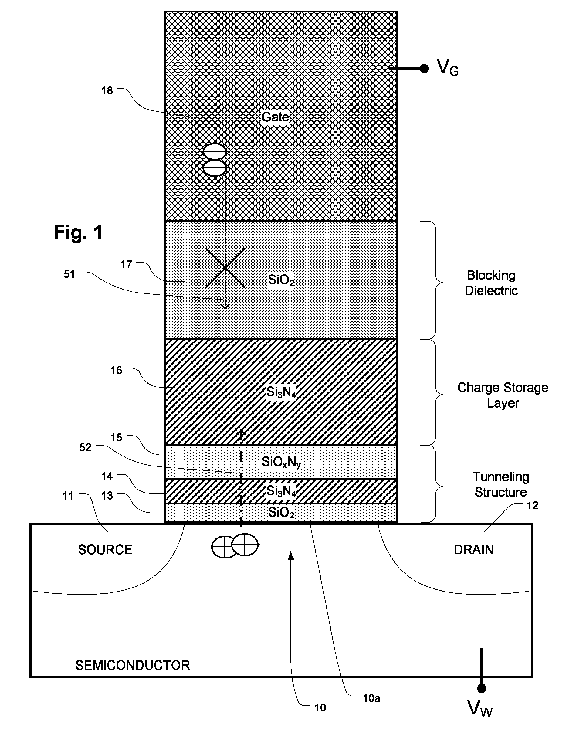 Charge trapping memory cell having bandgap engineered tunneling structure with oxynitride isolation layer