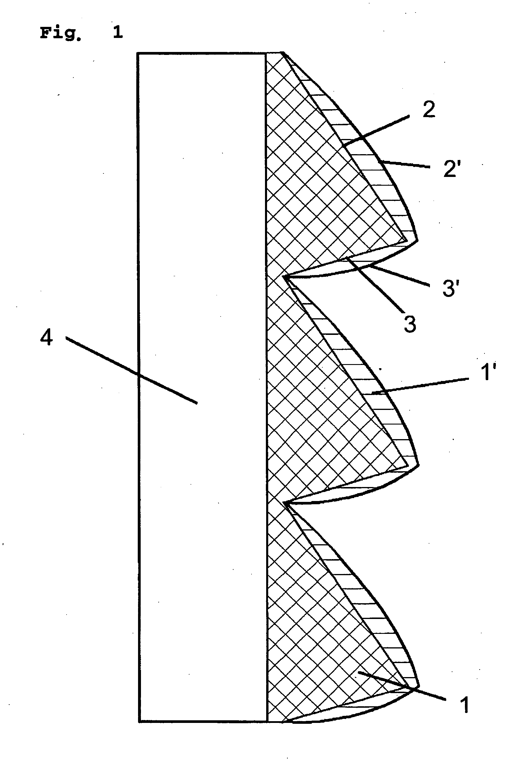 Surface structure and fresnel lens and tool for production of a surface structure