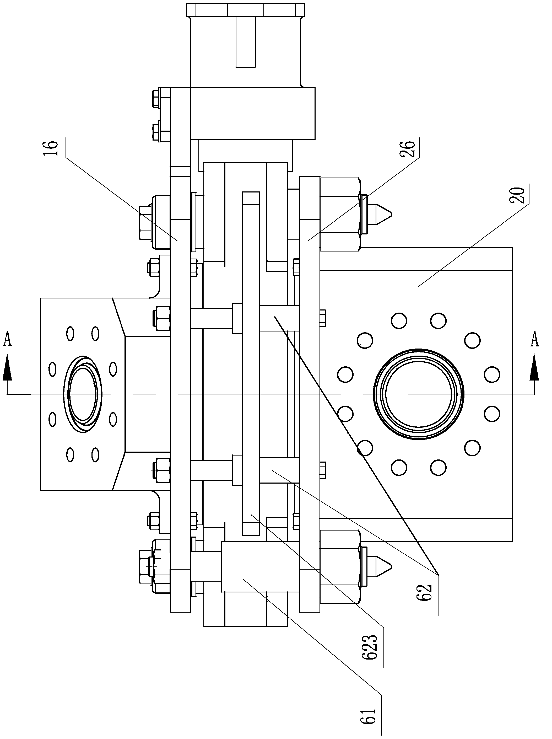 Mechanically controlled underwater dual-channel connecting and locking device
