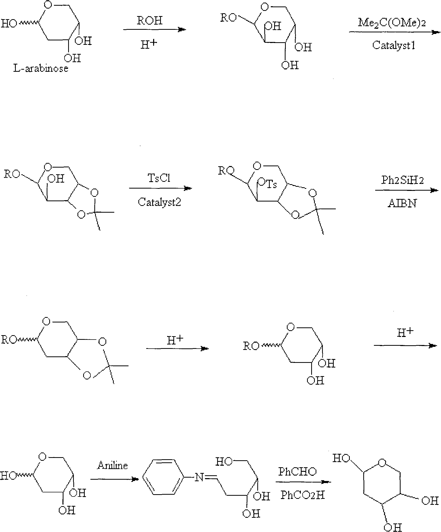 Method for preparing 2-deoxidation-L-ribose