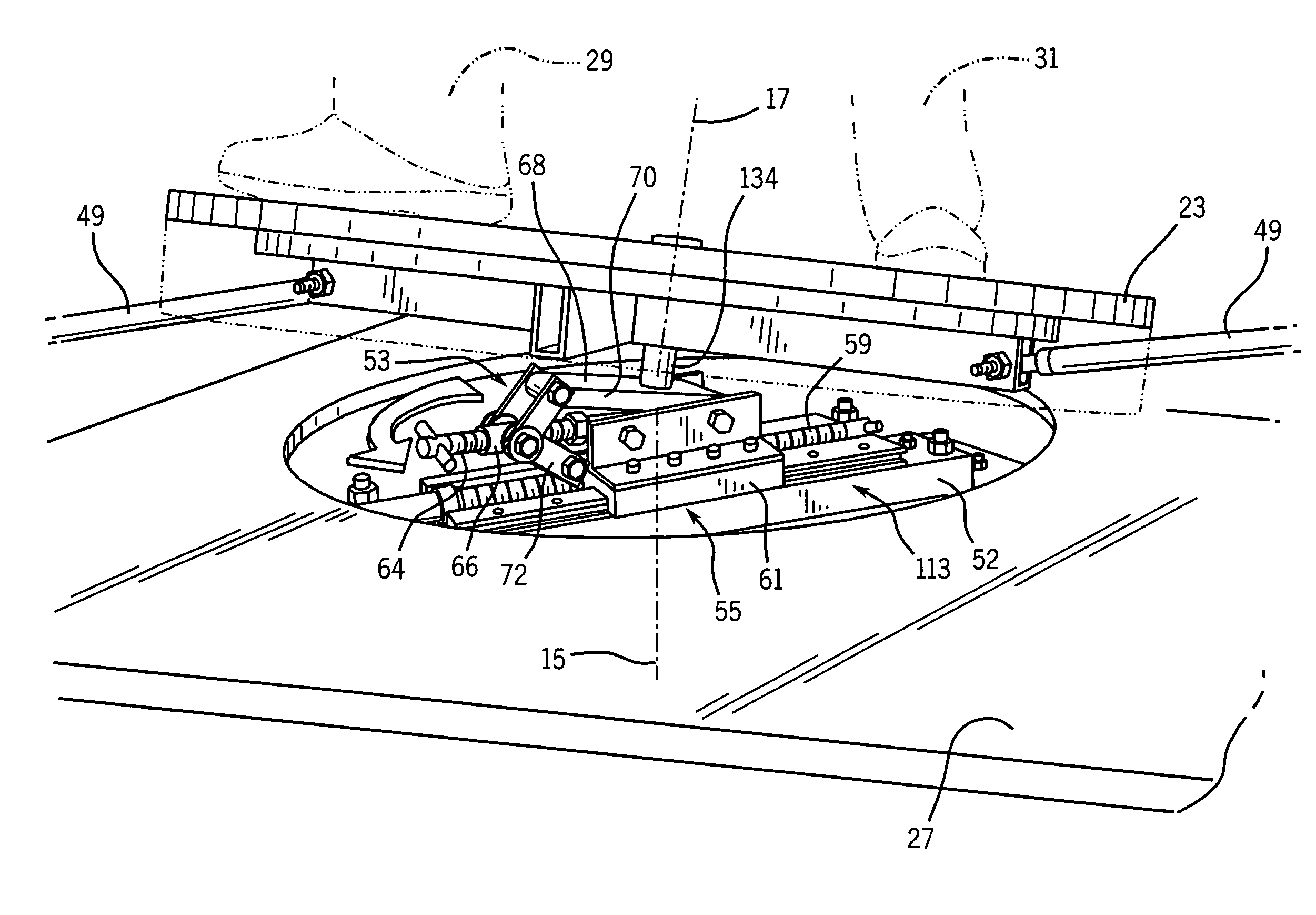 Exercise device having a movable platform
