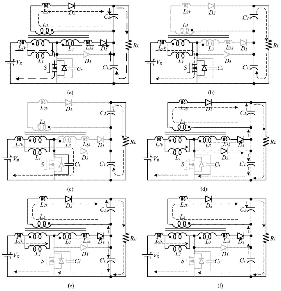 Booster-flyback convertor of built-in switch coupling inductance