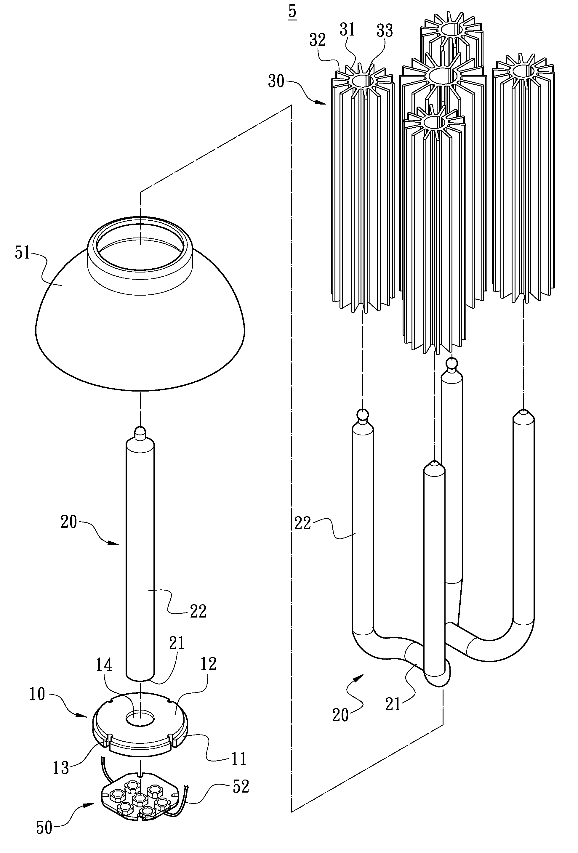 Multiple-Set Heat-Dissipating Structure For LED Lamp