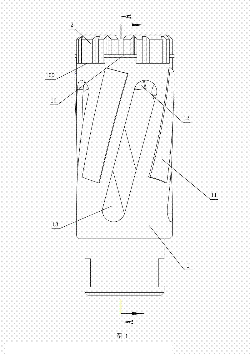 High-efficiency diamond bit and production process thereof