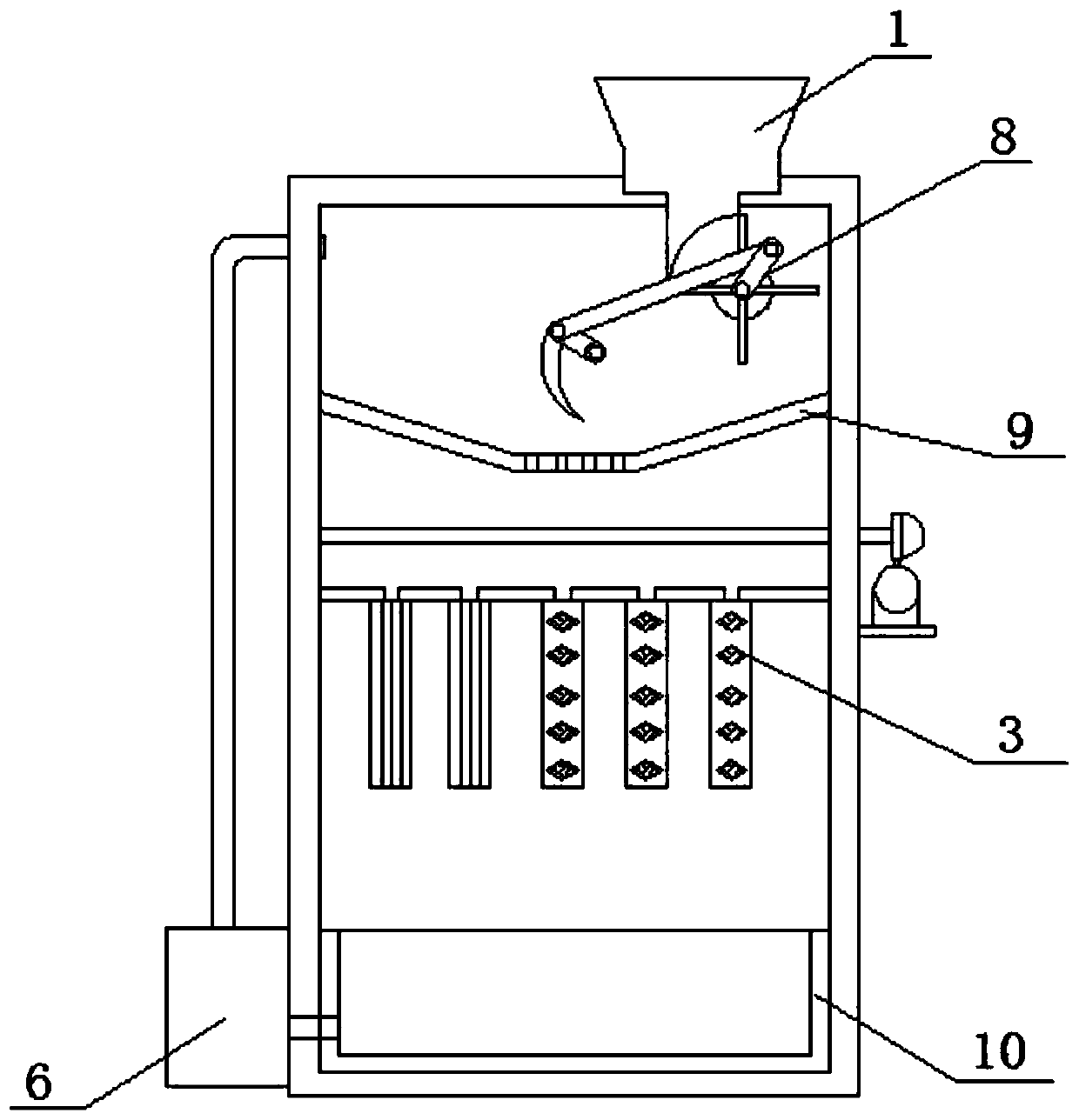 High-efficiency magnetic powder water filtering device for magnetic core