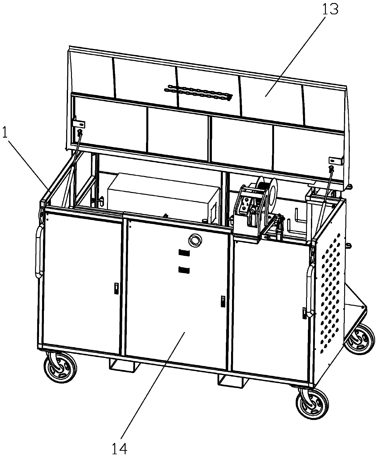 A longitudinal seam welding device and welding method for the inner wall of a storage tank