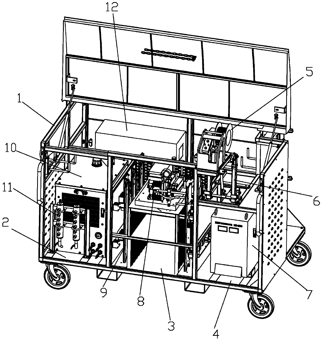 A longitudinal seam welding device and welding method for the inner wall of a storage tank