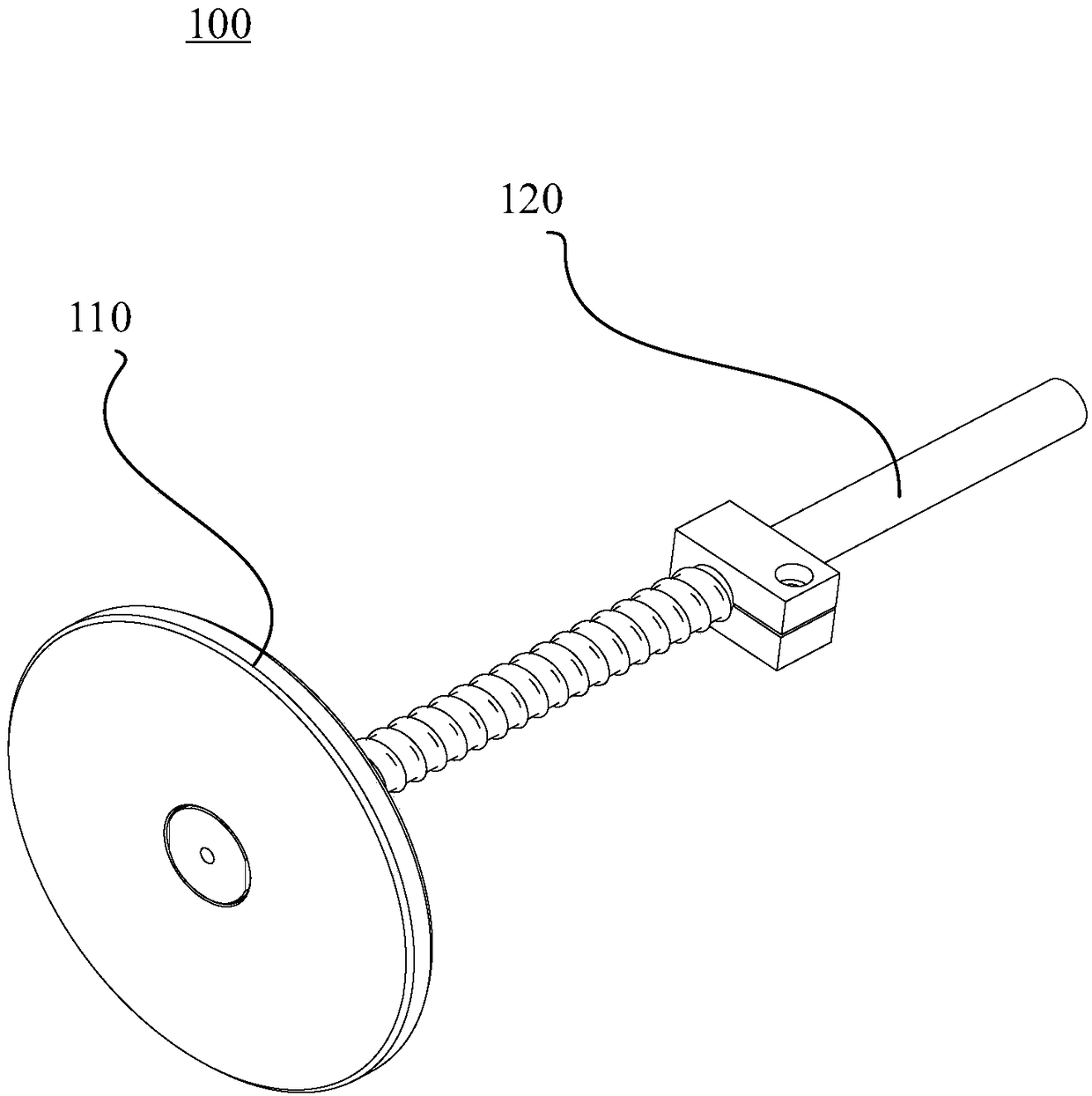 Suction disc device and bottle preform conveying mechanism