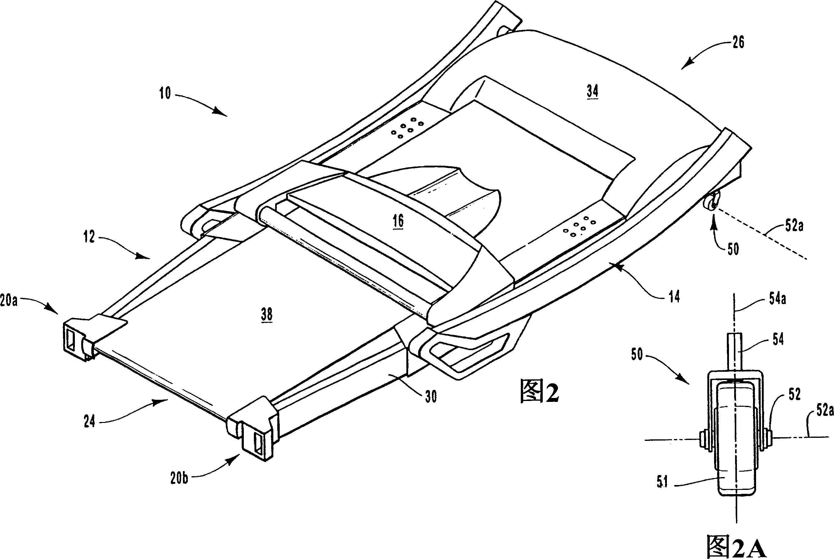 Low-profile folding, motorized treadmill