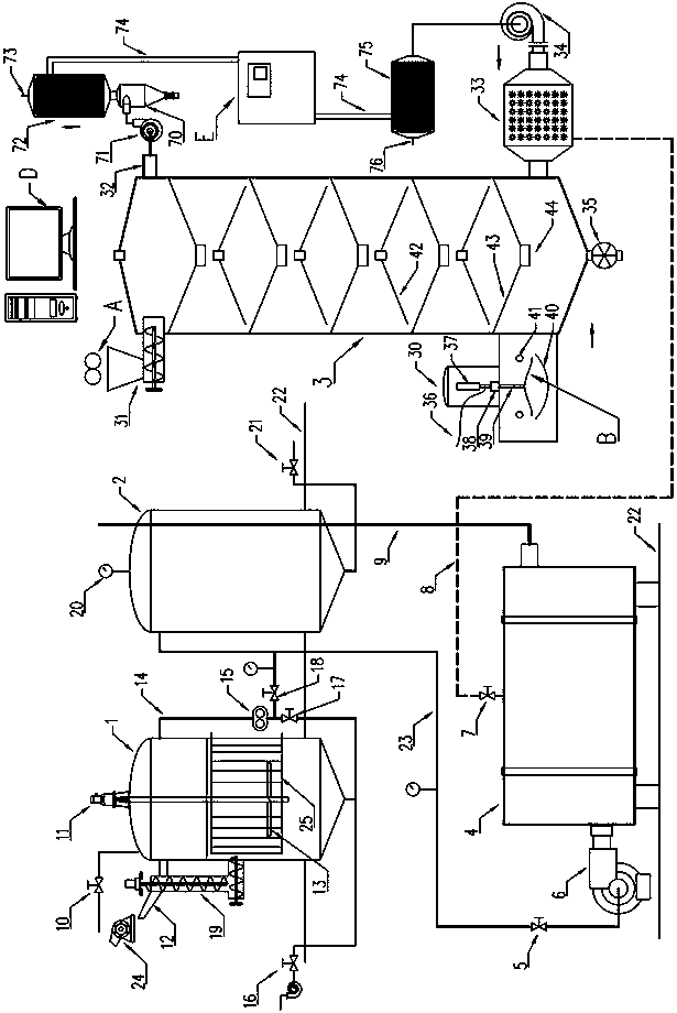 Pulse detonation gas type straw comprehensive treatment device with tail heat recovery function and heat exchanger