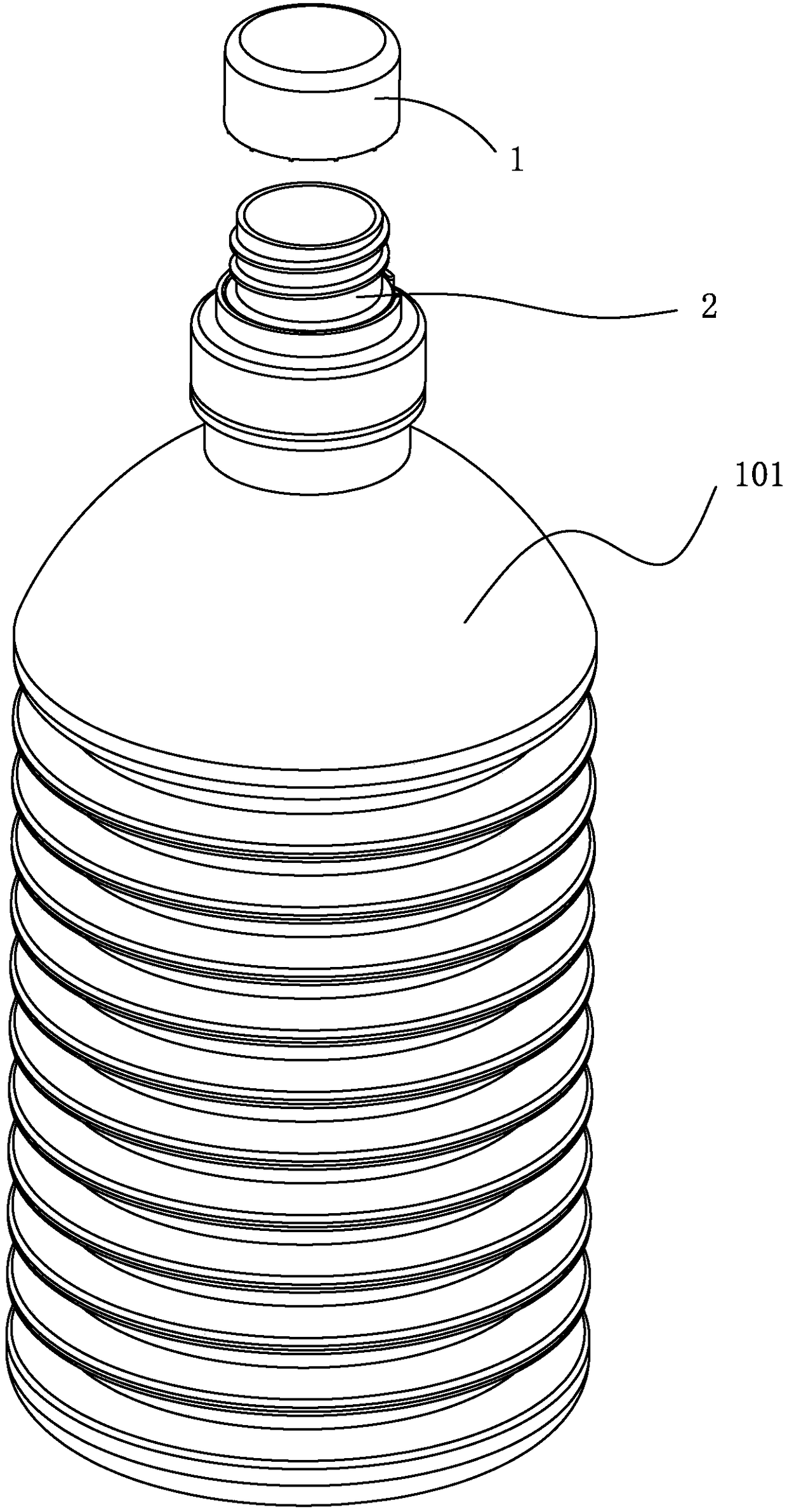 Cover sealing assembly applied to container and container