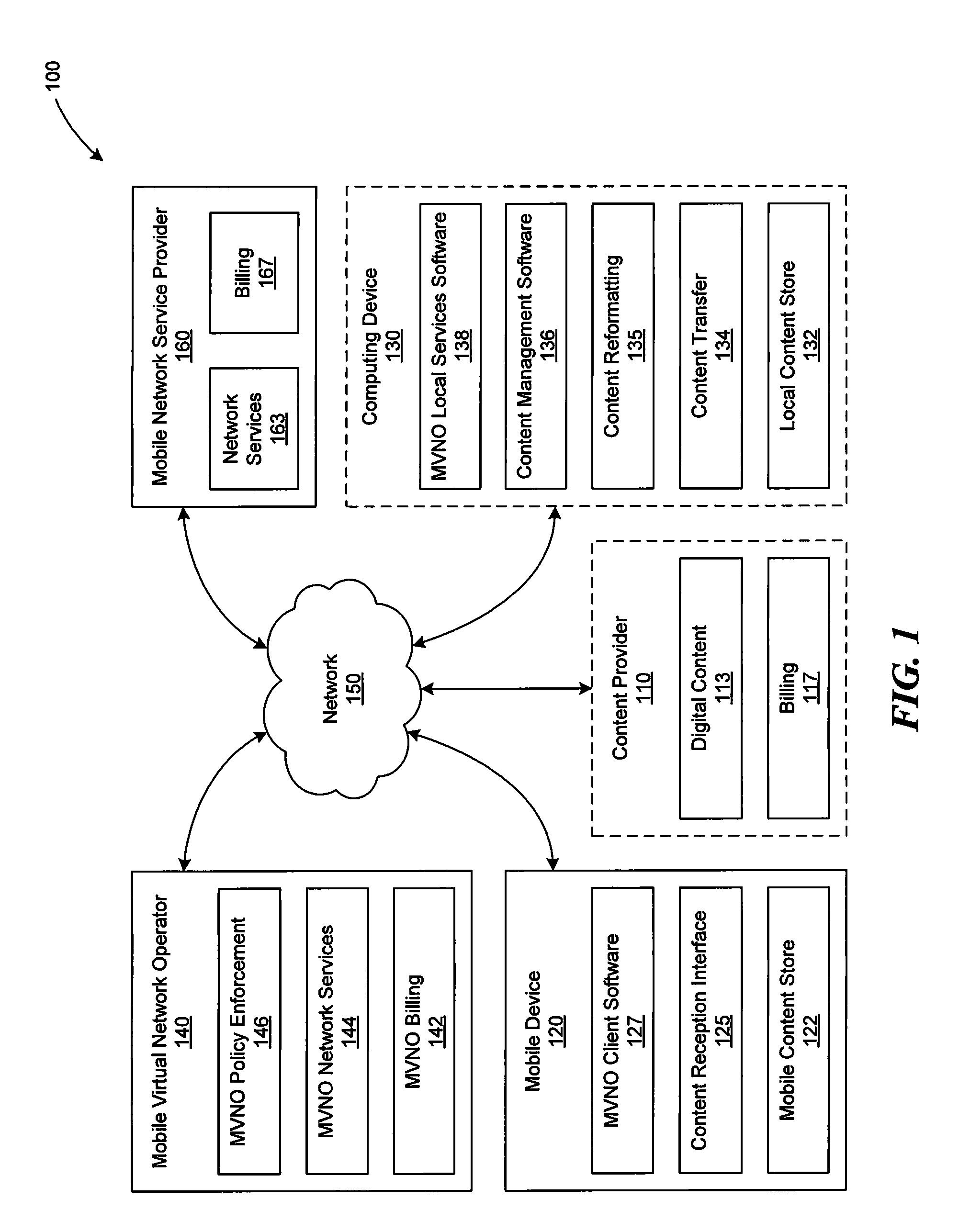 System and method for providing a network service in a distributed fashion to a mobile device