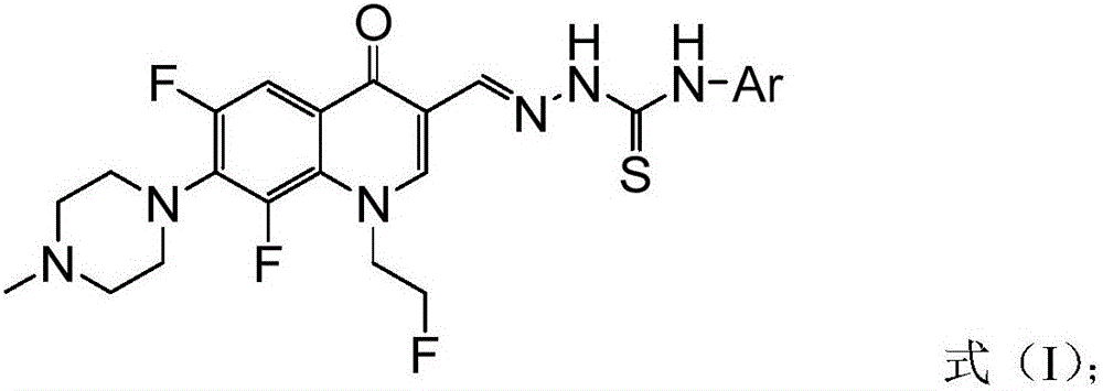 Fleroxacinaldehyde-4-aryl thiosemicarbazide derivative, as well as preparation method and application thereof