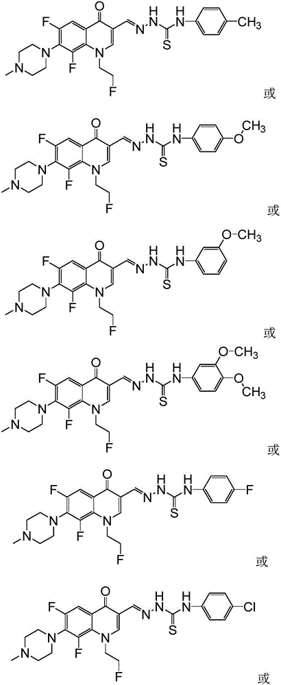 Fleroxacinaldehyde-4-aryl thiosemicarbazide derivative, as well as preparation method and application thereof