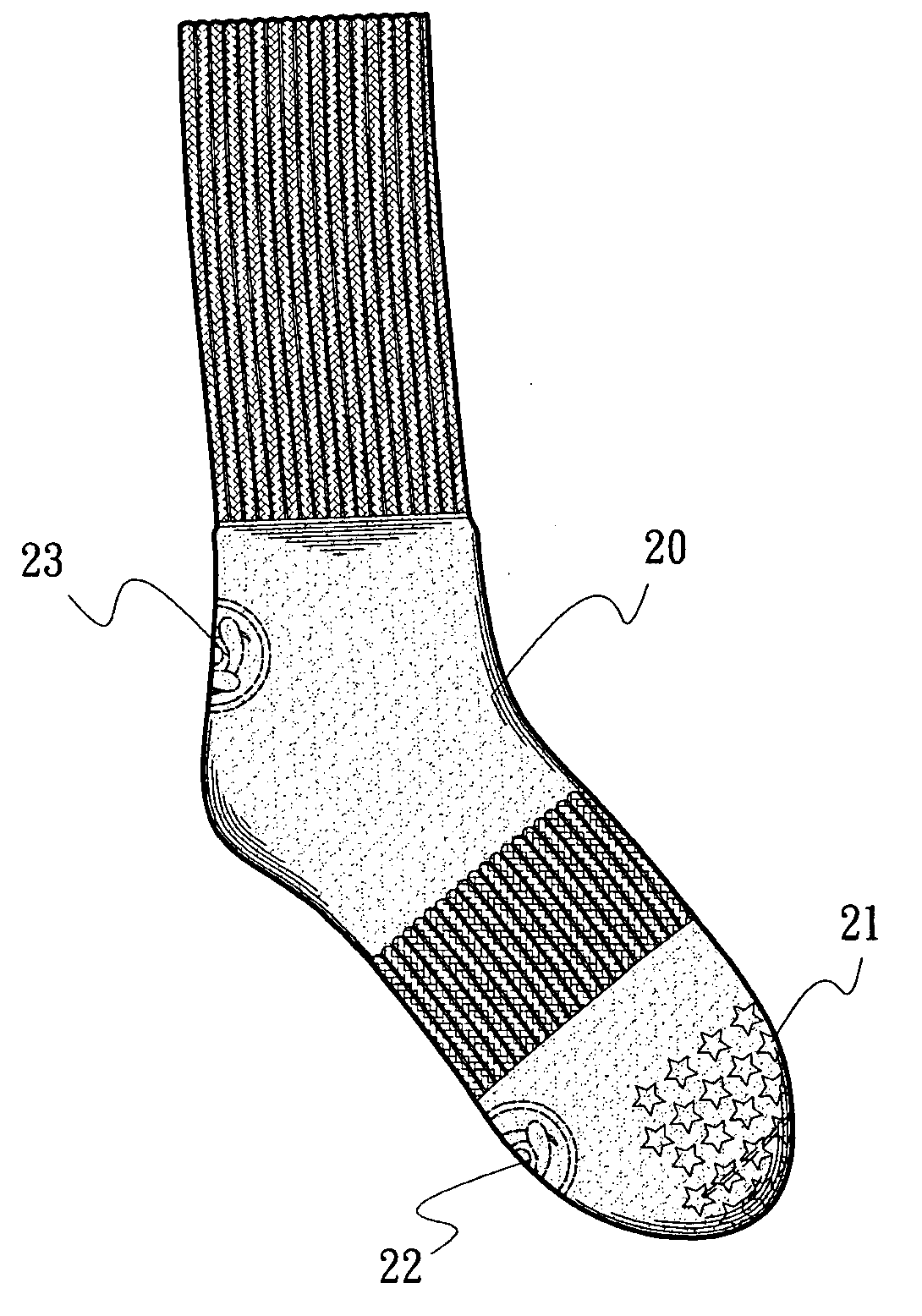 Energy-enhanced health-promoting sock structure
