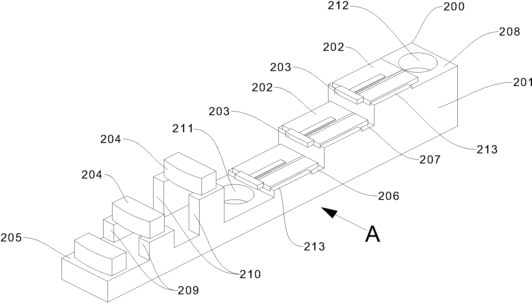 Vertical laminated optical path module and multi-die semiconductor laser