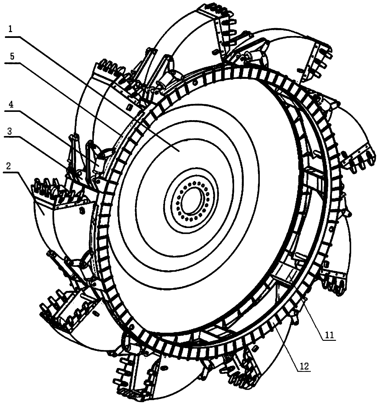 Rigid-flexible coupling self-adaptive bucket wheel device
