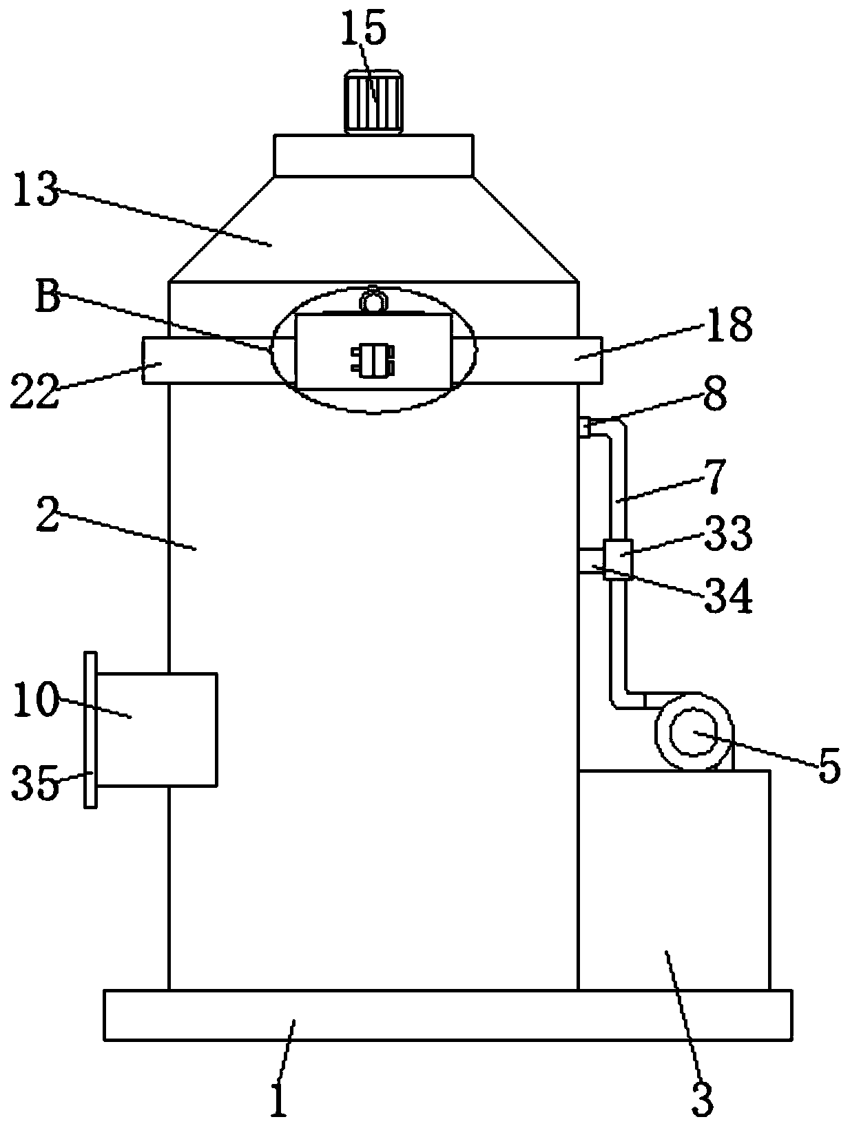 Dust treatment device for wood processing workshop