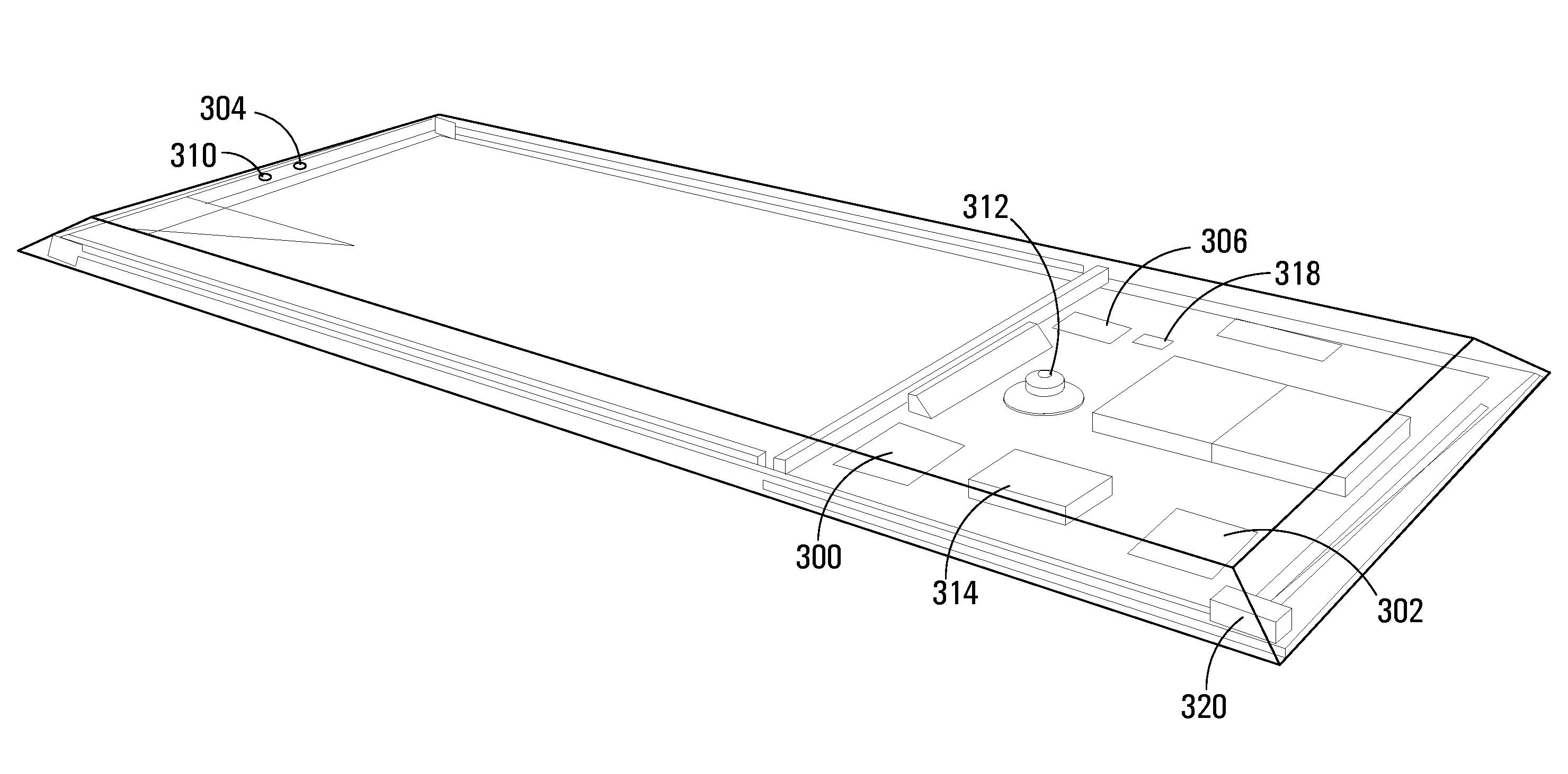 Flat panel electronic display arrangement for attachment to a transparent base structure