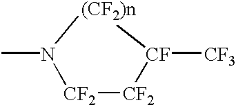 Perfluoronated cycle-containing tertiary amines used as a basis for gas-conveying emulsions and device for the production thereof