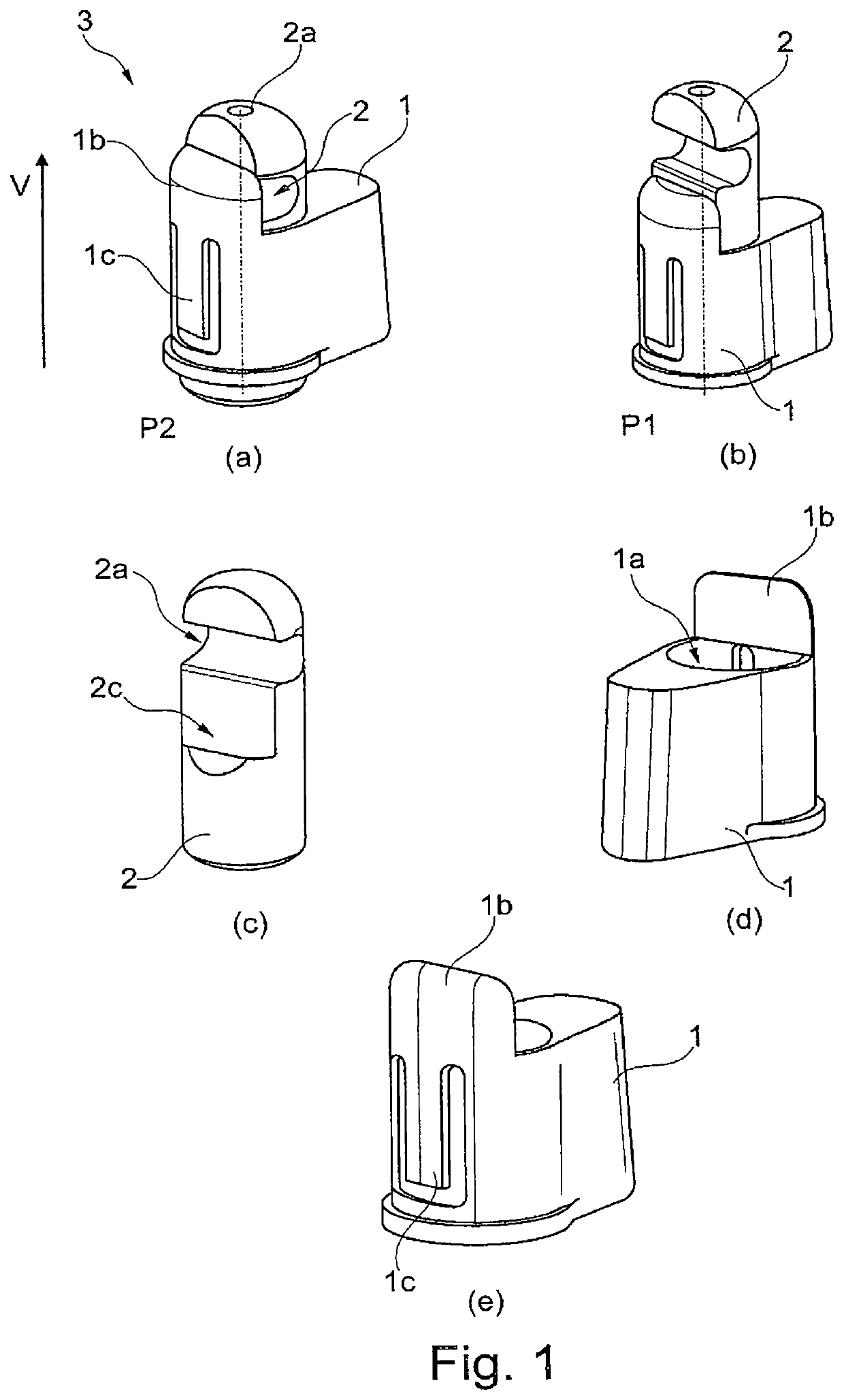 Connection device for connecting two prosthesis parts, and kit with one such connection device and two prosthesis parts