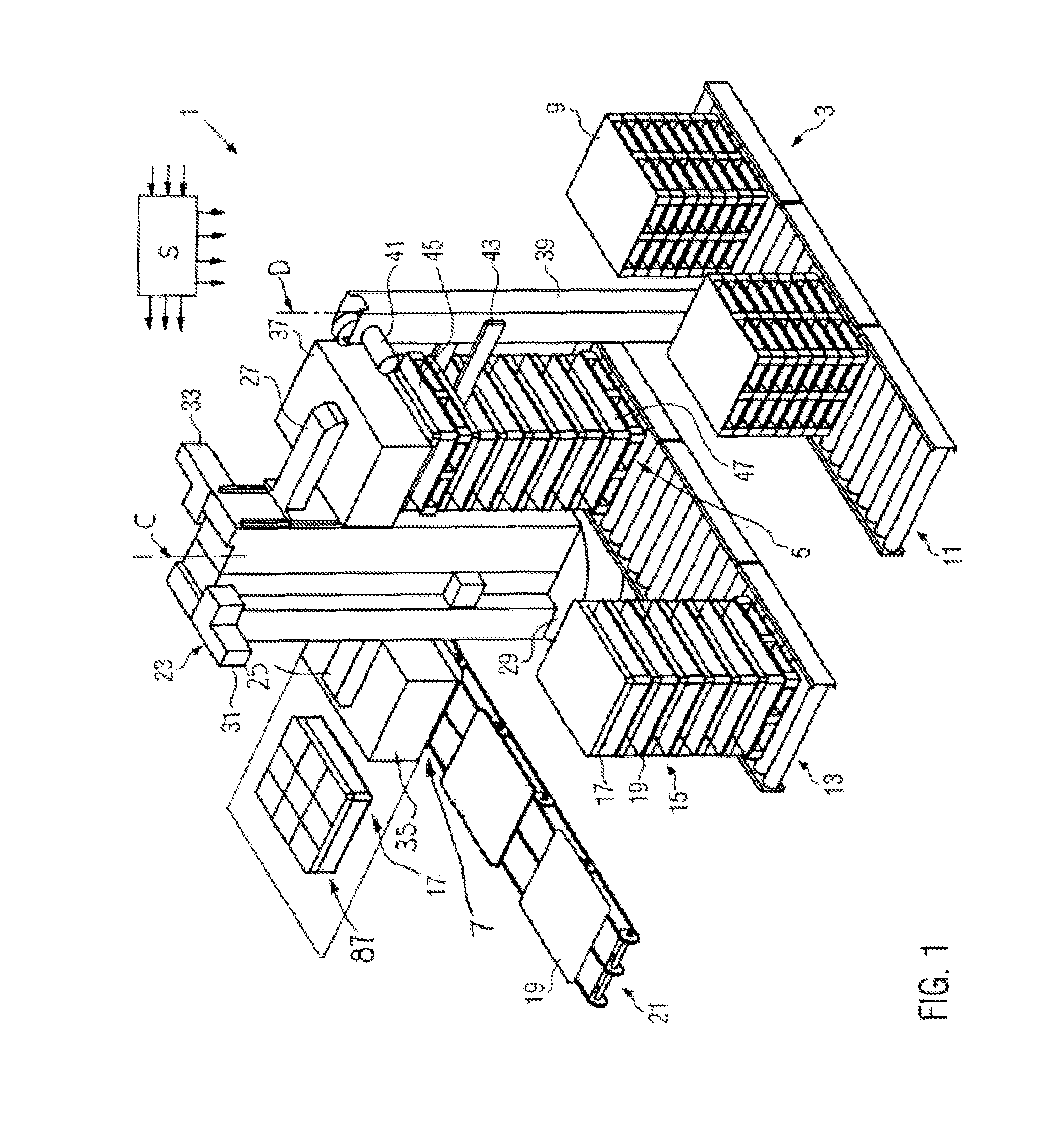 Method for loading and unloading a pallet and corresponding palletizer