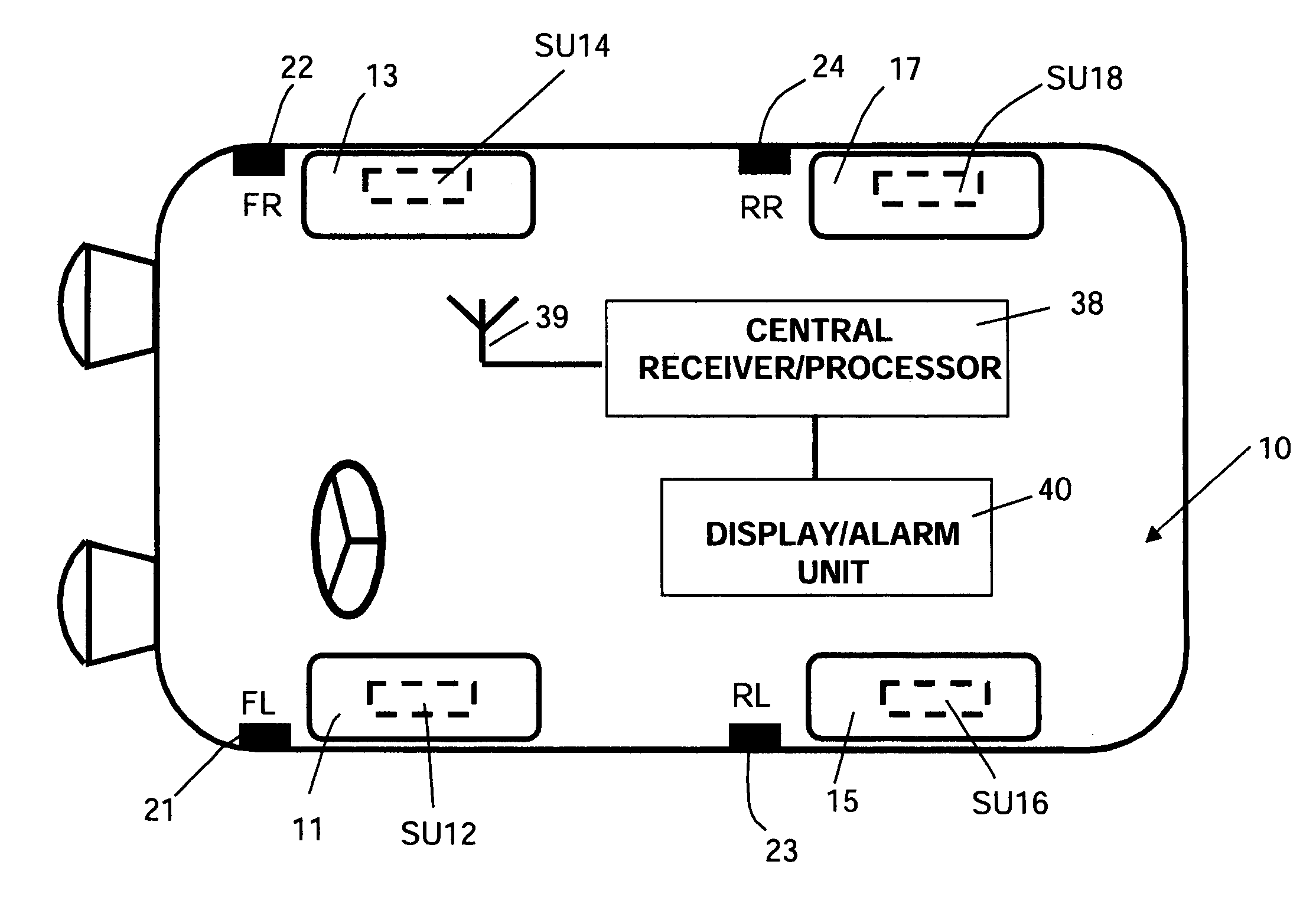 Tire parameter monitoring system with sensor location using RFID tags